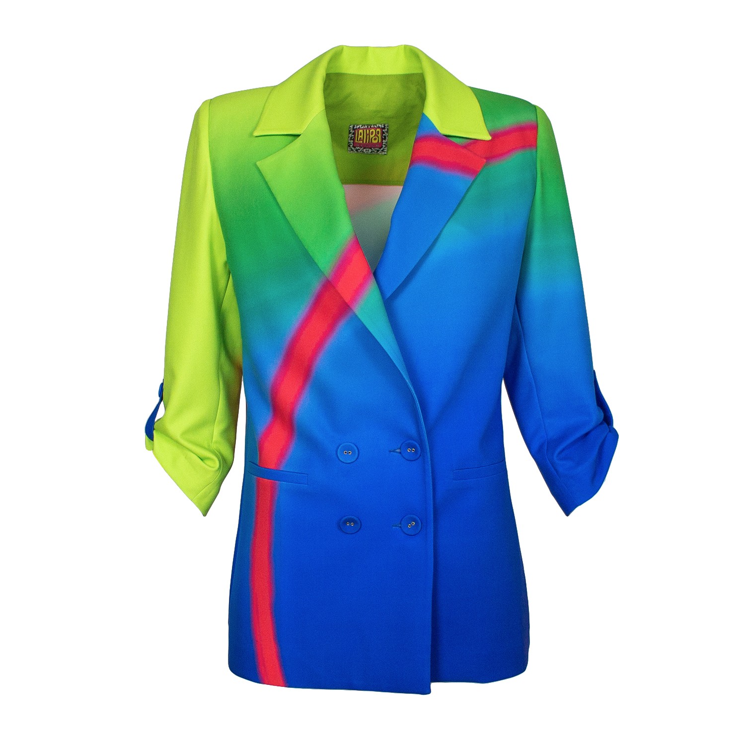 Double-Breasted Digital Print Sax Jacket