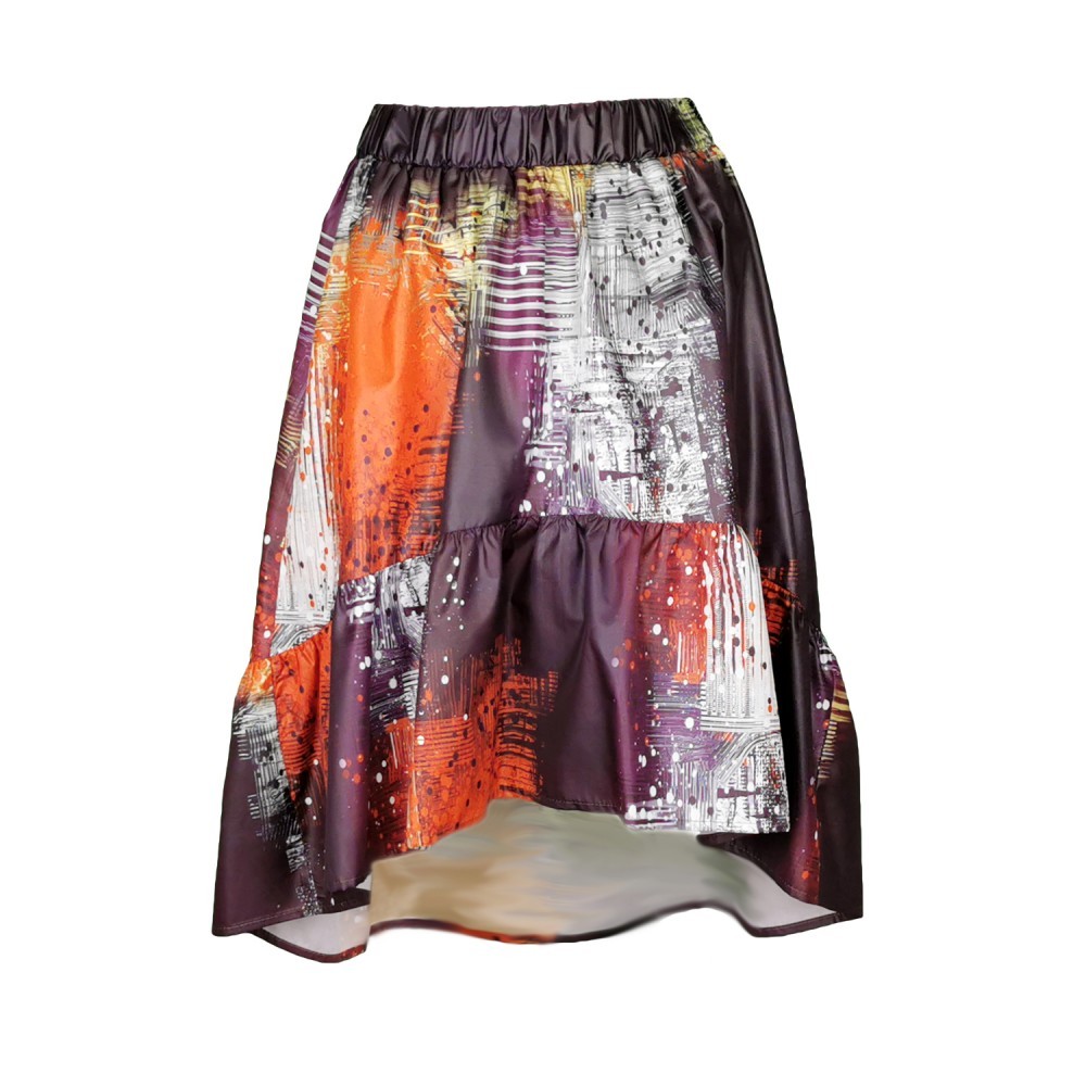 Parachute Skirt With Abstract Digital Print