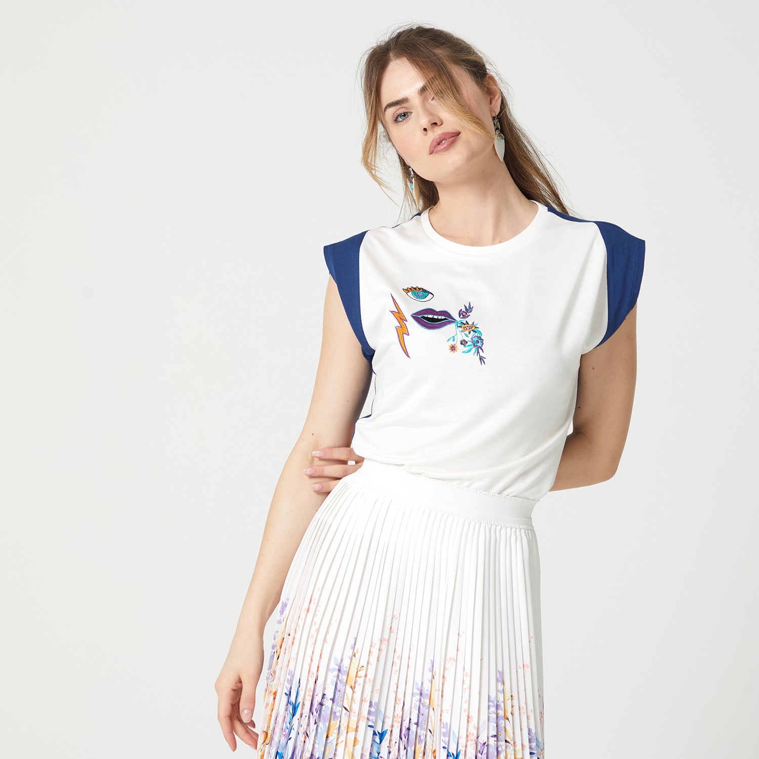 Embroidered Motif Cotton T-Shirt