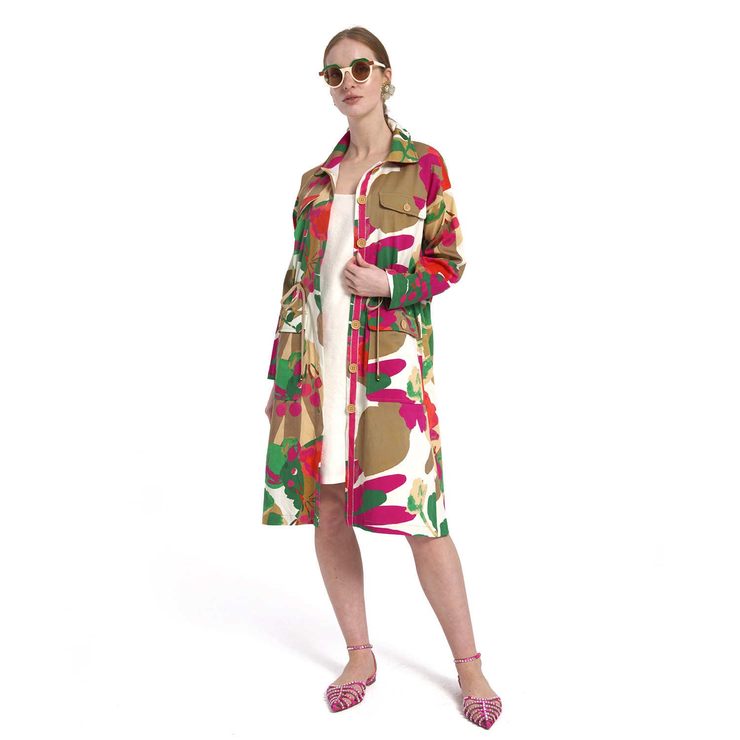 Multicolor Long-Sleeve Cotton Coat