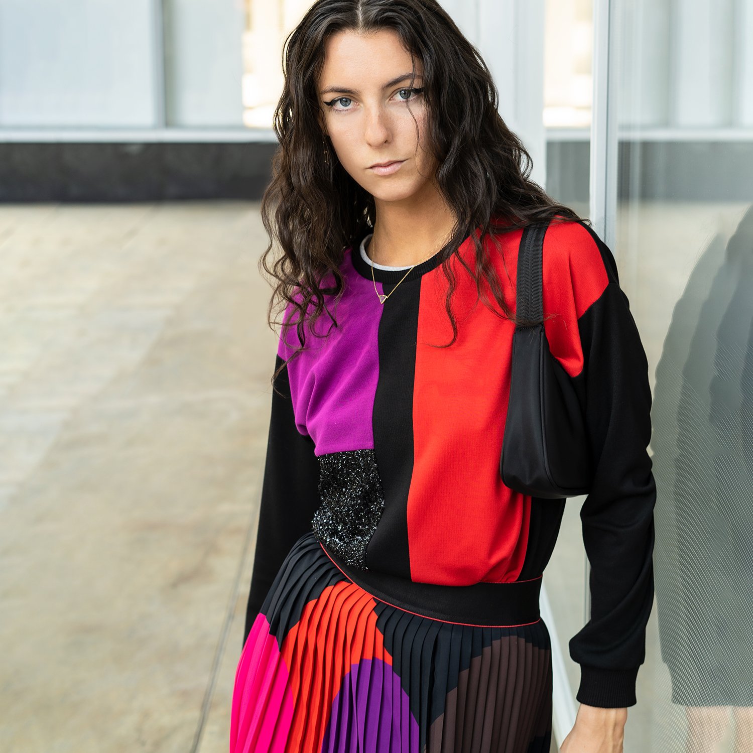 Colorful & Black Patchwork Sweatshirt