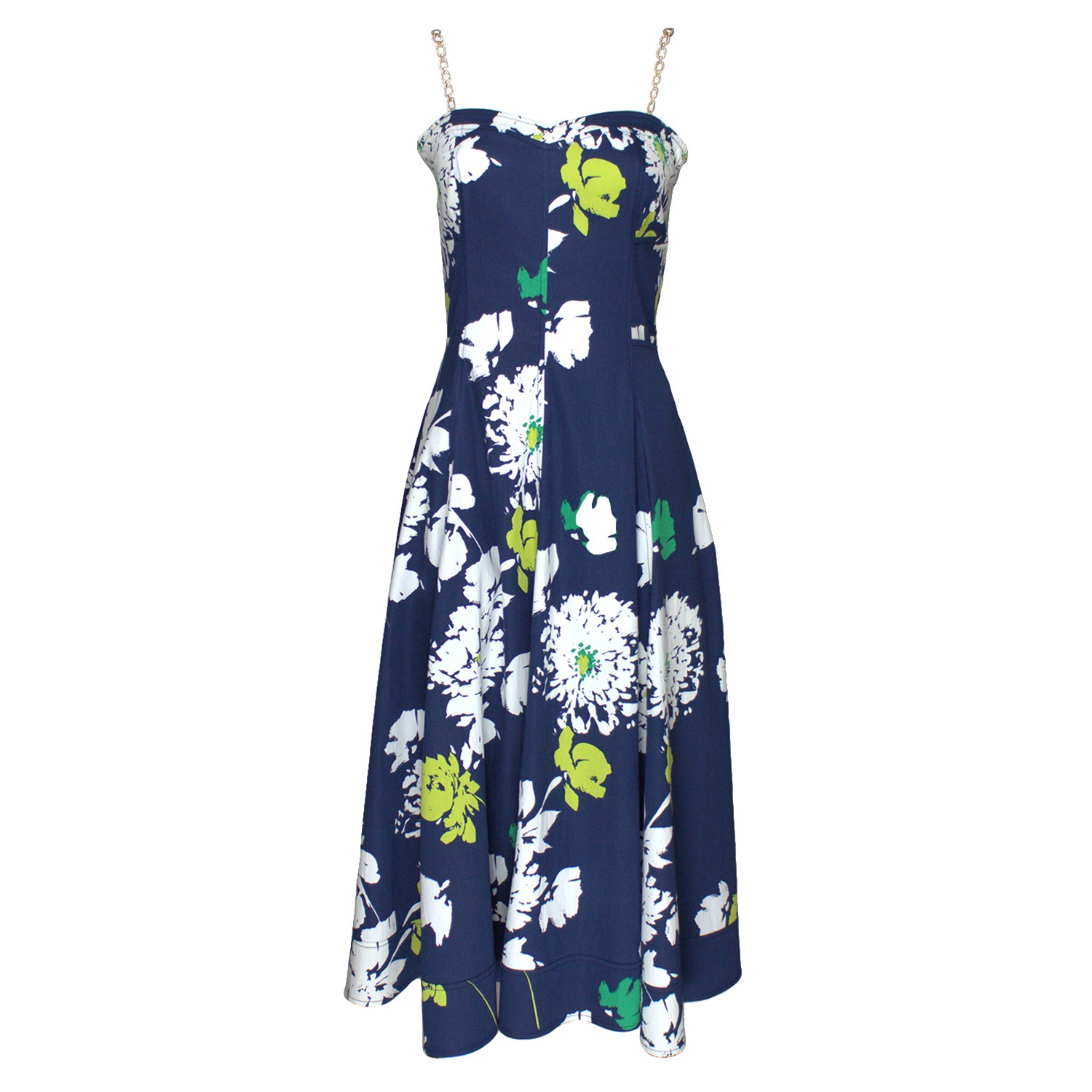 Two Chain-Link Shoulder Straps Midi Dress