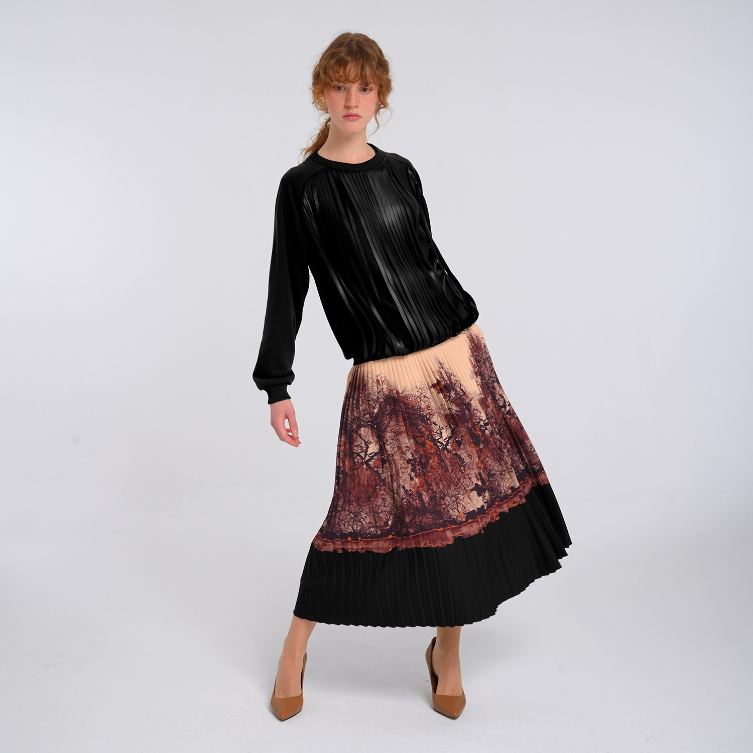 Black Sweatshirt With Laser-Cut Vegan Leather Fringes