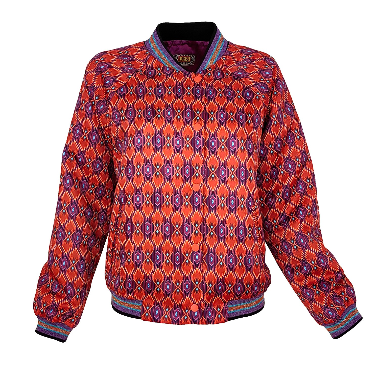 Graphic Pattern Satin Bomber Jacket