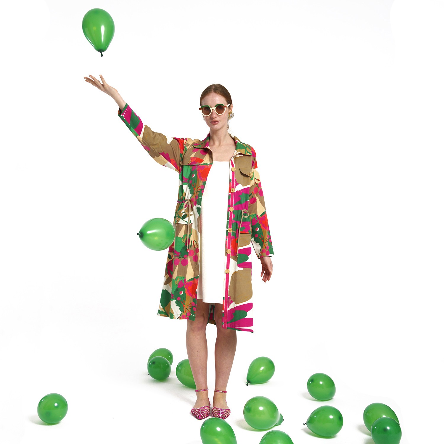 Multicolor Long-Sleeve Cotton Coat