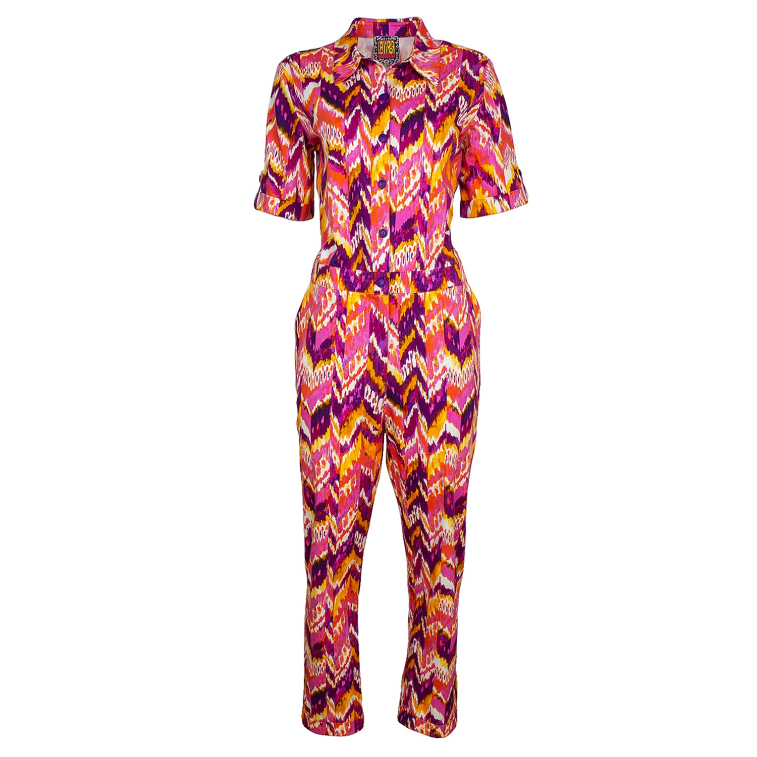 Cotton Jumpsuit With Colorful Zigzag Print