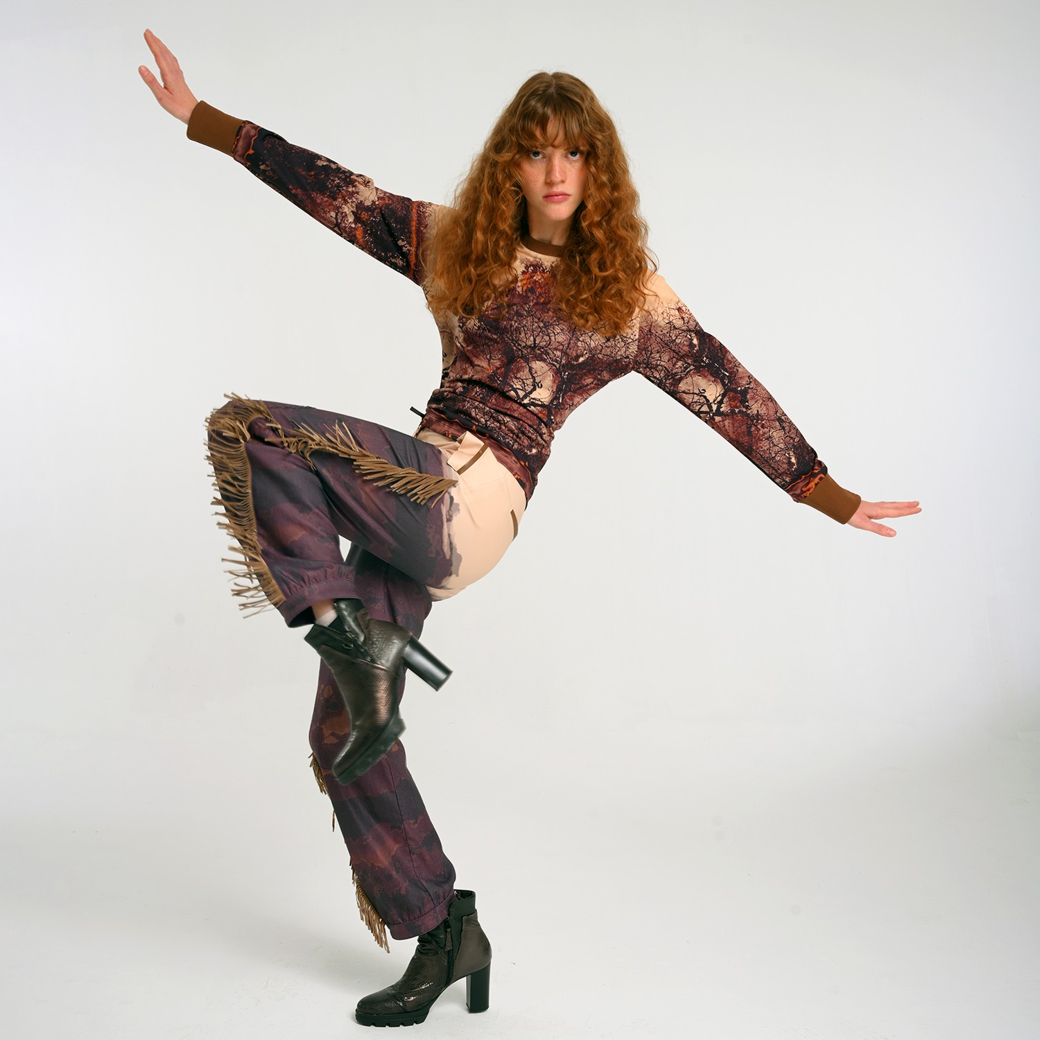 Watercolor Effects Printed Pattern Pants