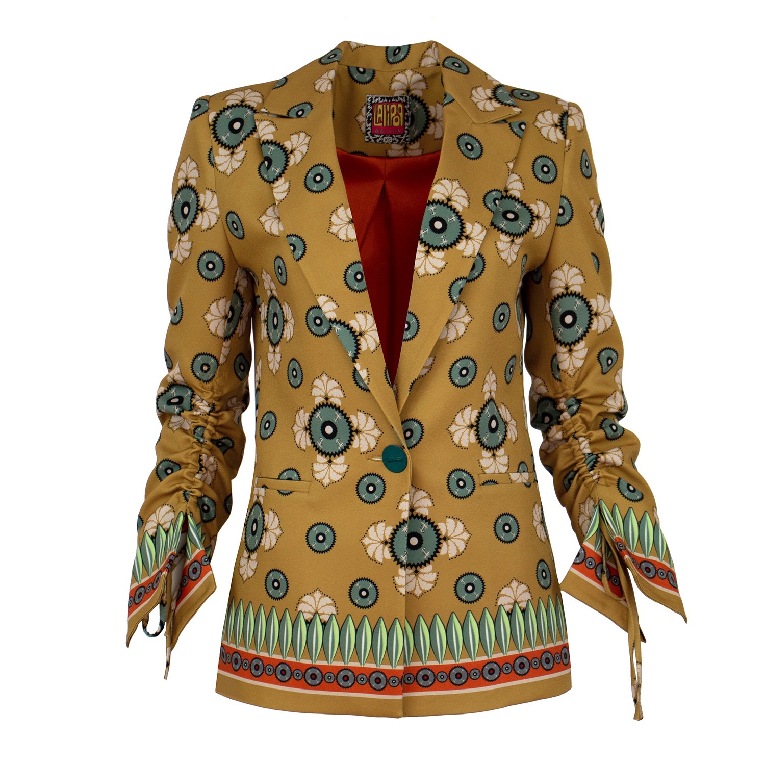 Abstract Flower Print Blazer Jacket With Lining