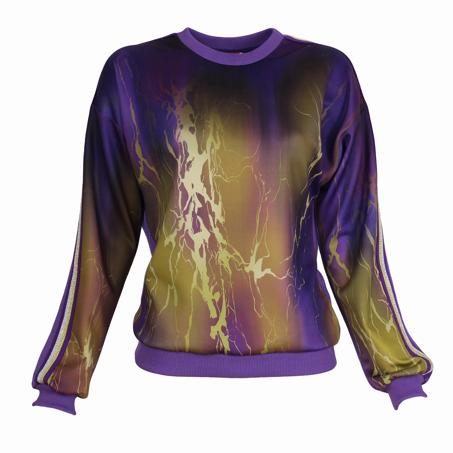 Abstract Print & Purple Paneled Sweatshirt