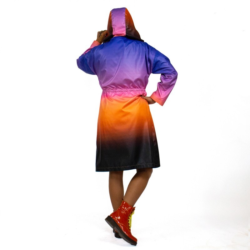 Ombre Raincoat with Hoodie