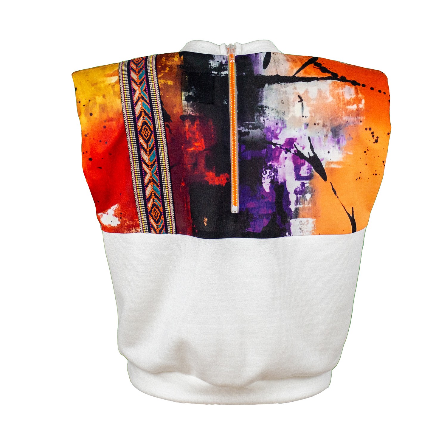 Sleeveless Padded Blouse With Colorful Abstract Prints