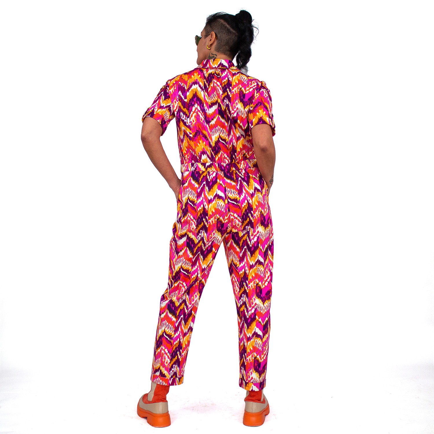 Cotton Jumpsuit With Colorful Zigzag Print