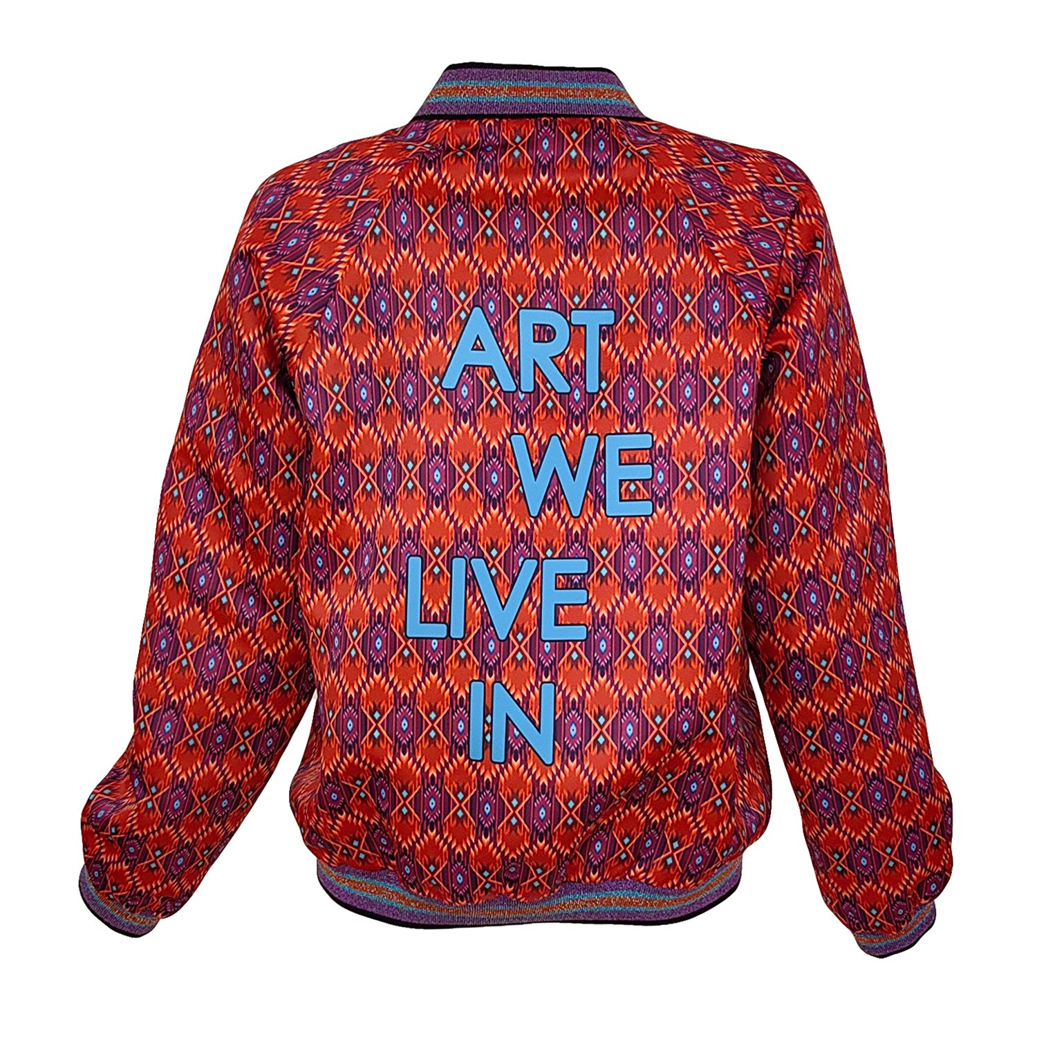 Graphic Pattern Satin Bomber Jacket