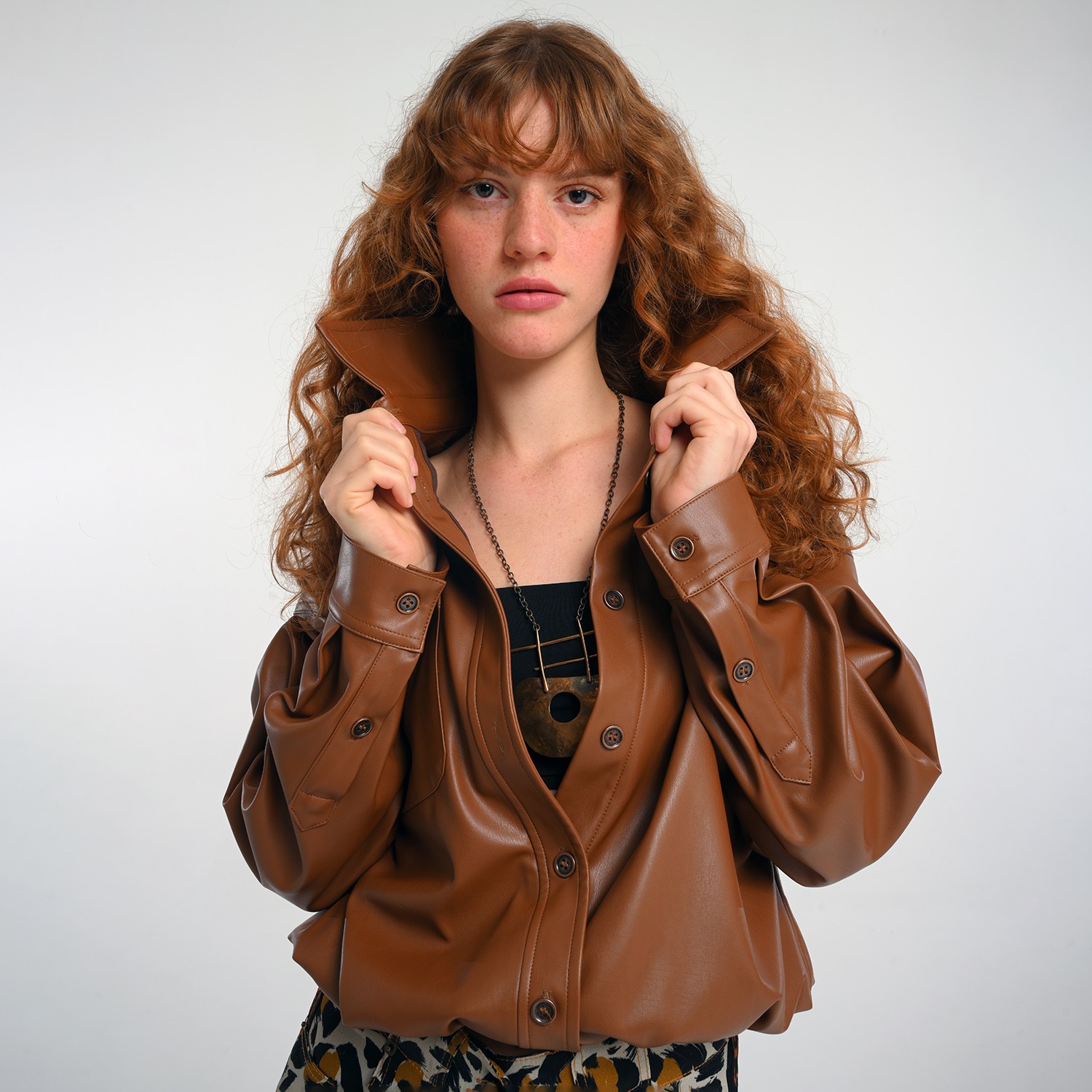 Long Sleeves Vegan Leather Shirt