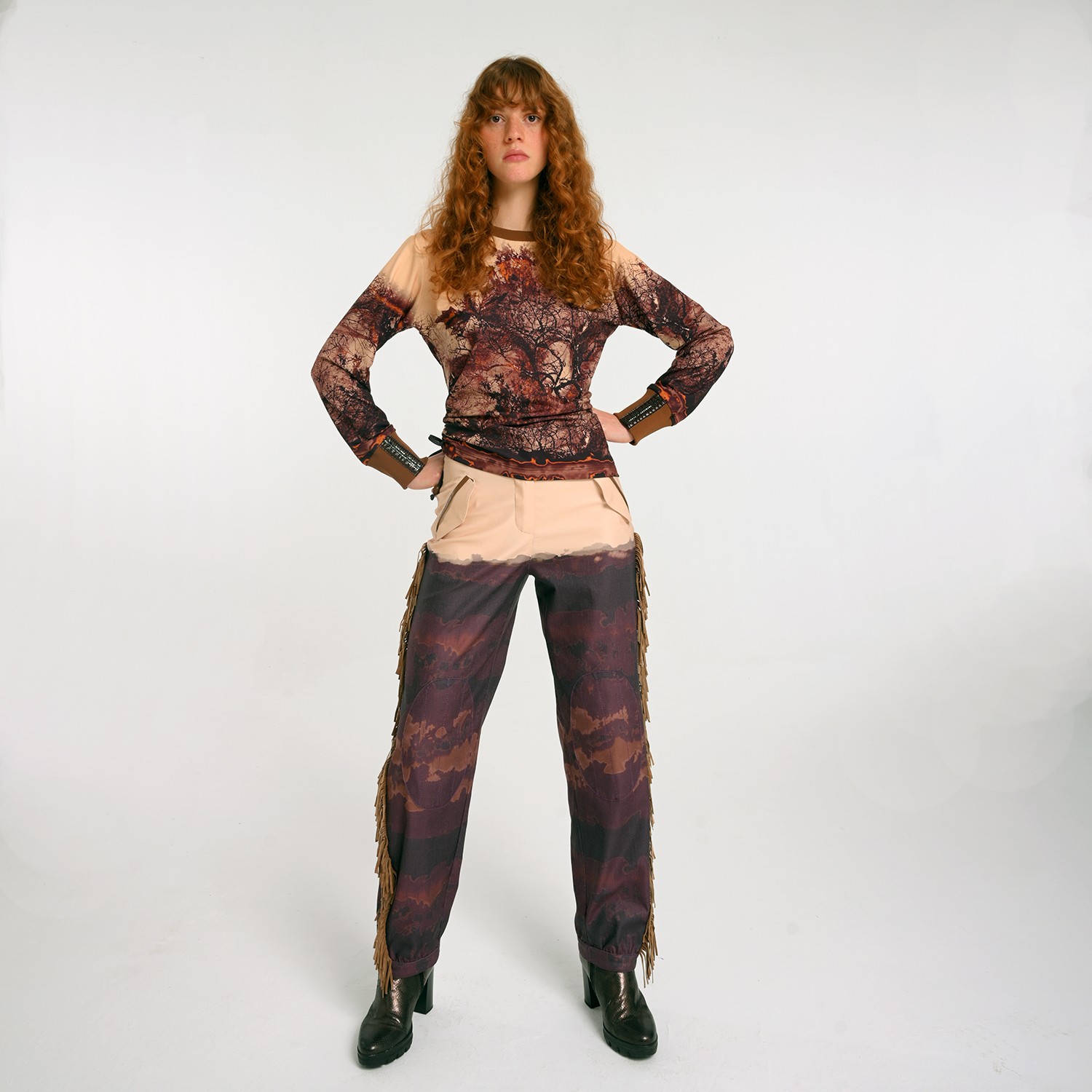 Watercolor Effects Printed Pattern Pants