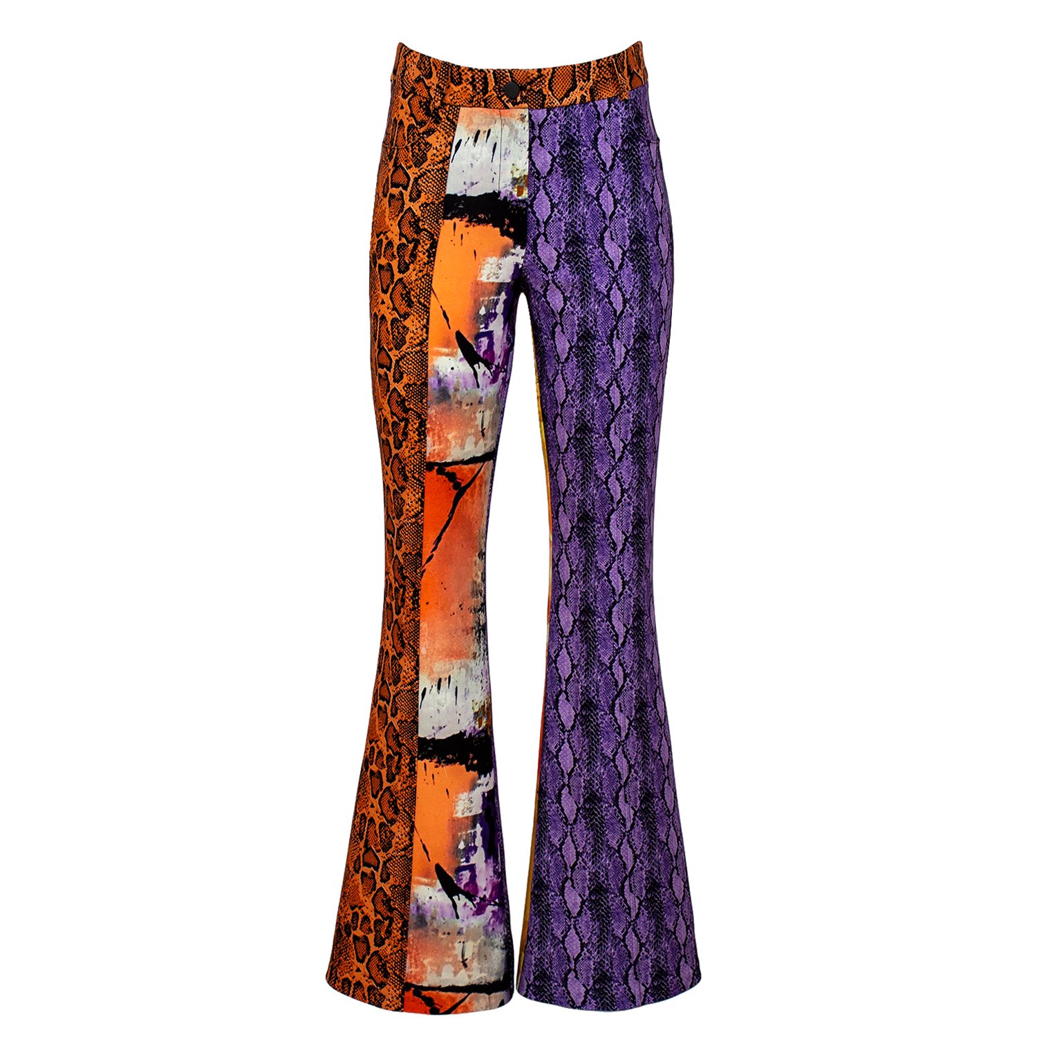 Colorful Print Patchwork Flared Pants