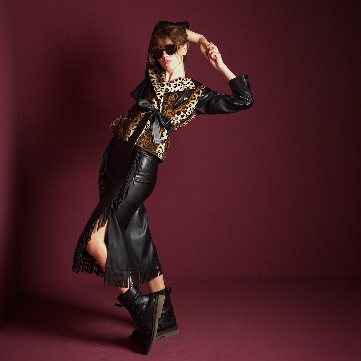 Leopard Print And Vegan Leather Jacket