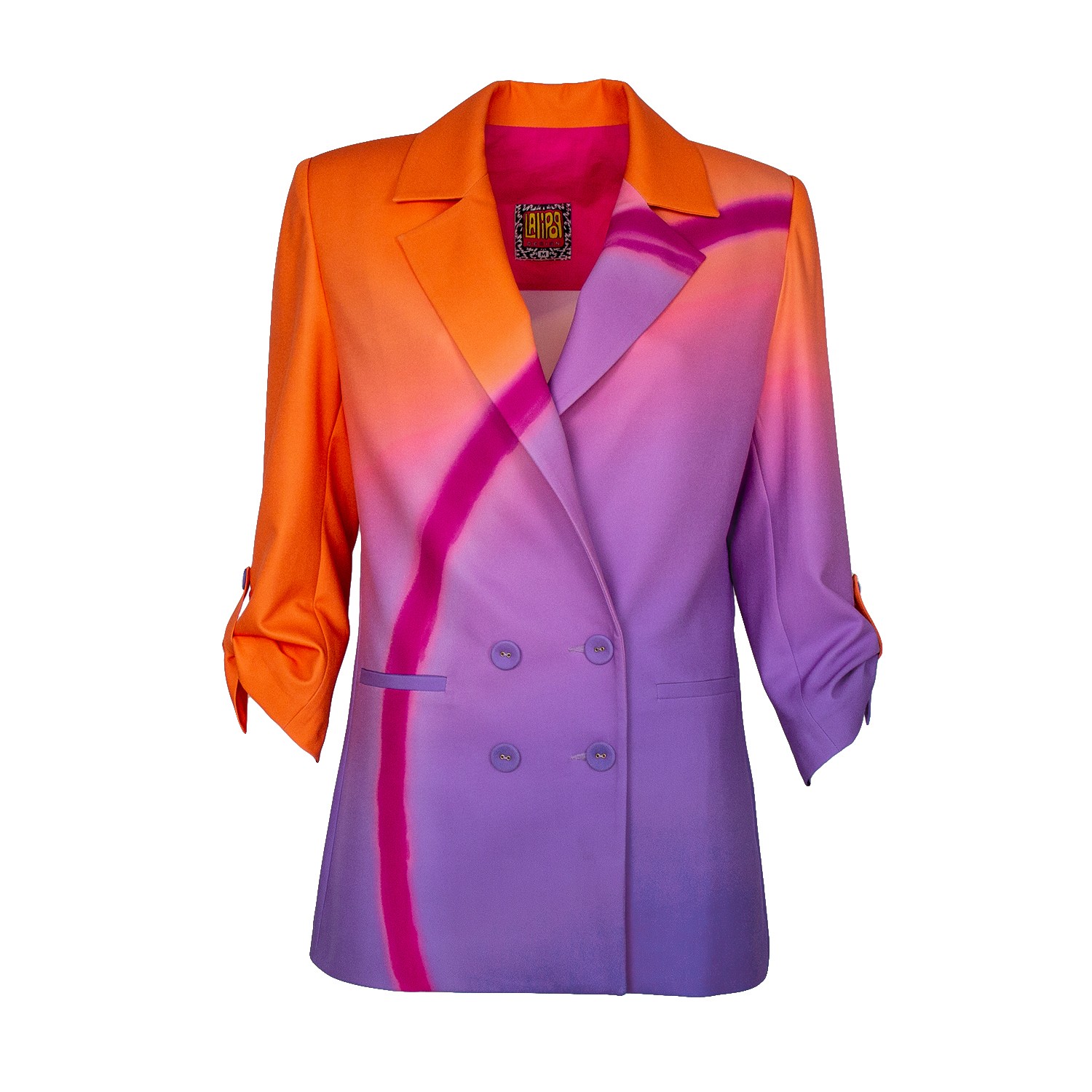 Double-Breasted Digital Print Lilac Jacket