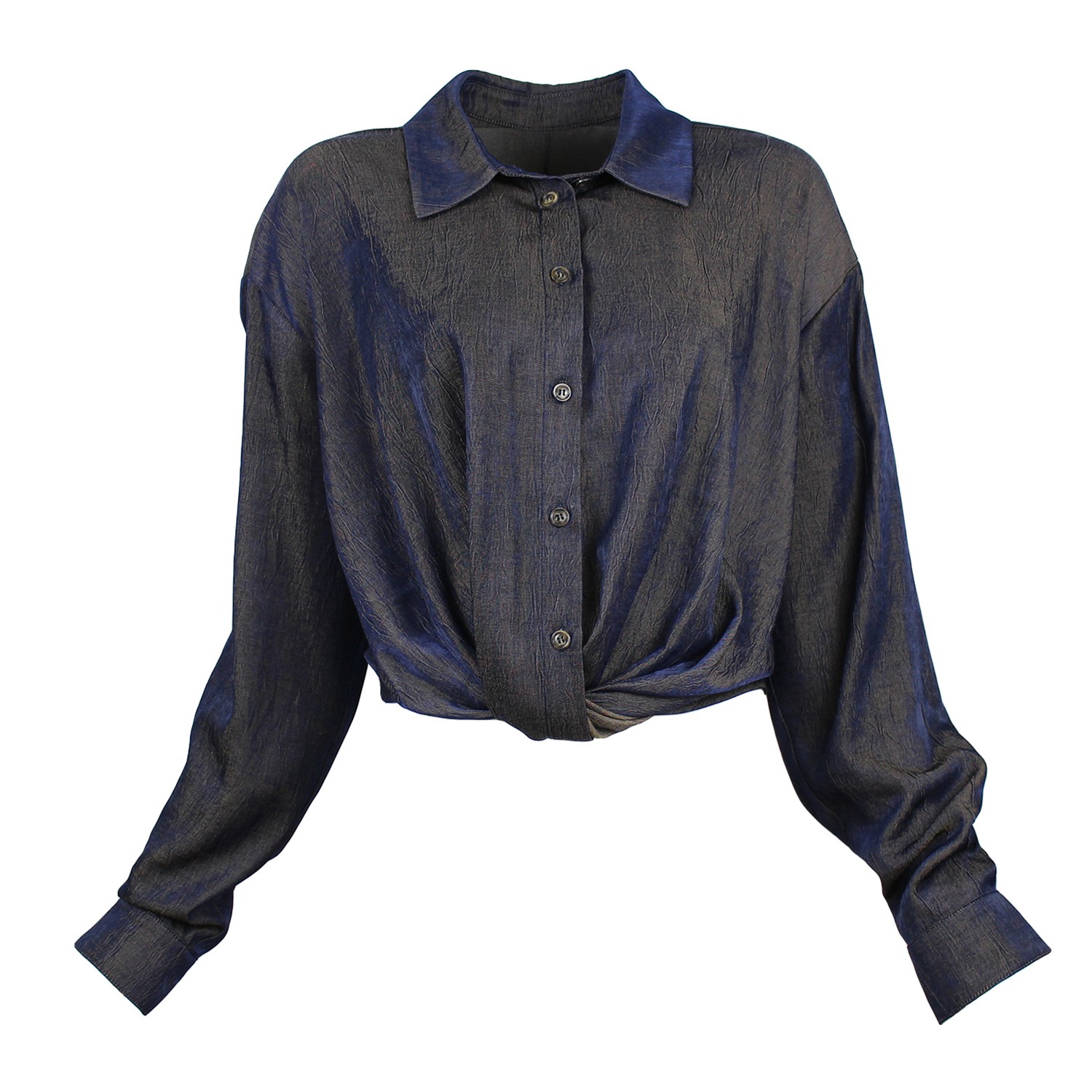 Relaxed Shirt With Draped Front Hem