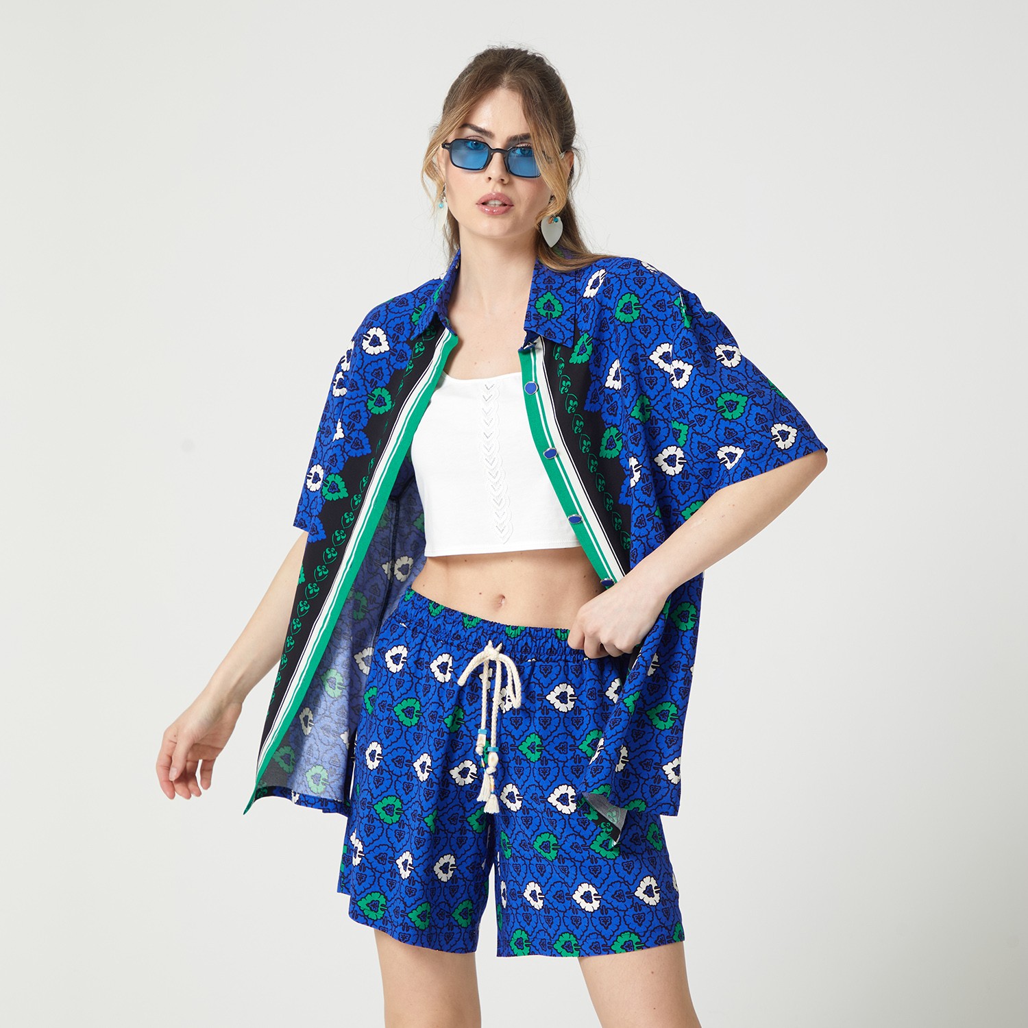 Abstract Print Viscose Short