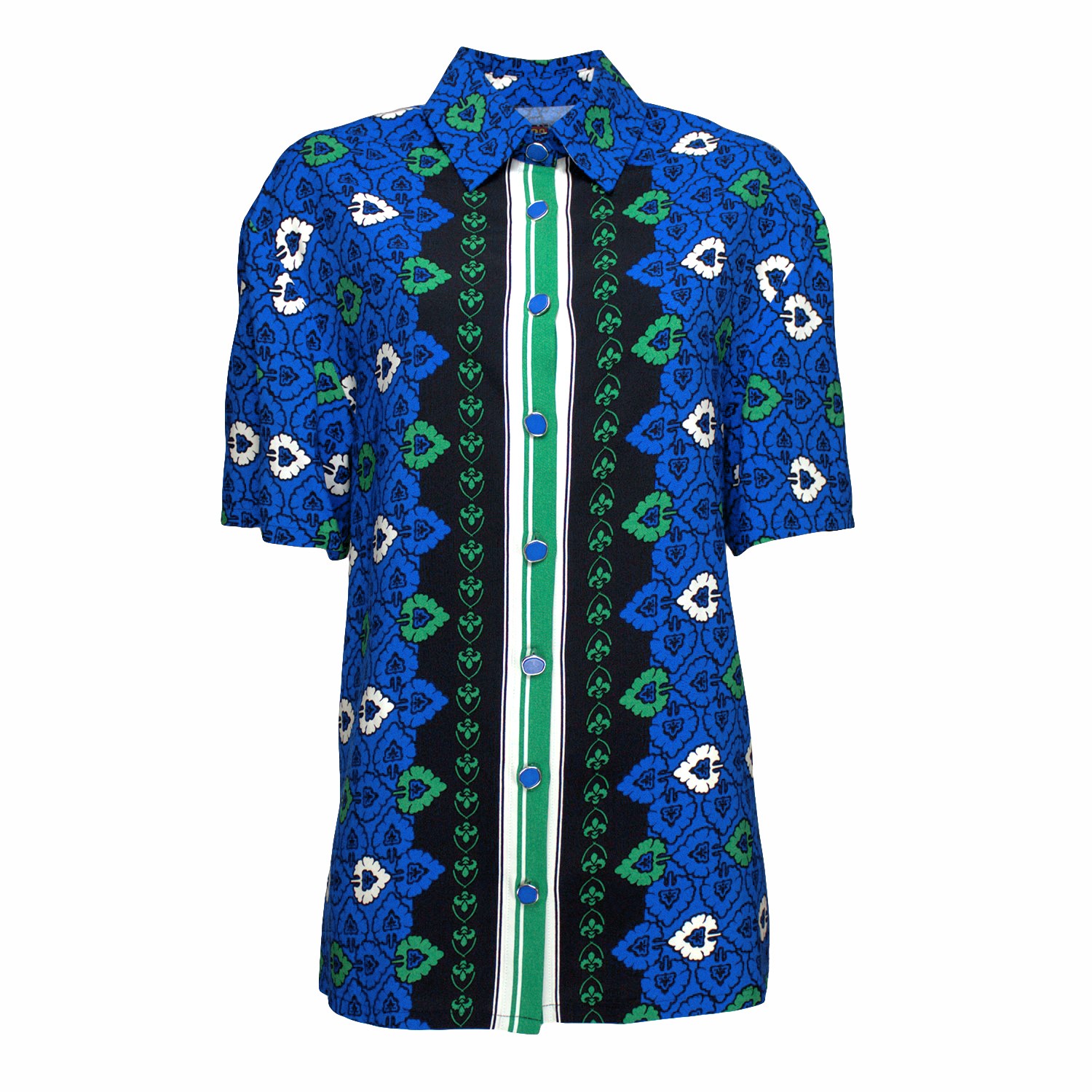 Abstract Print Viscose Short Sleeves Shirt & White Crop Top Set