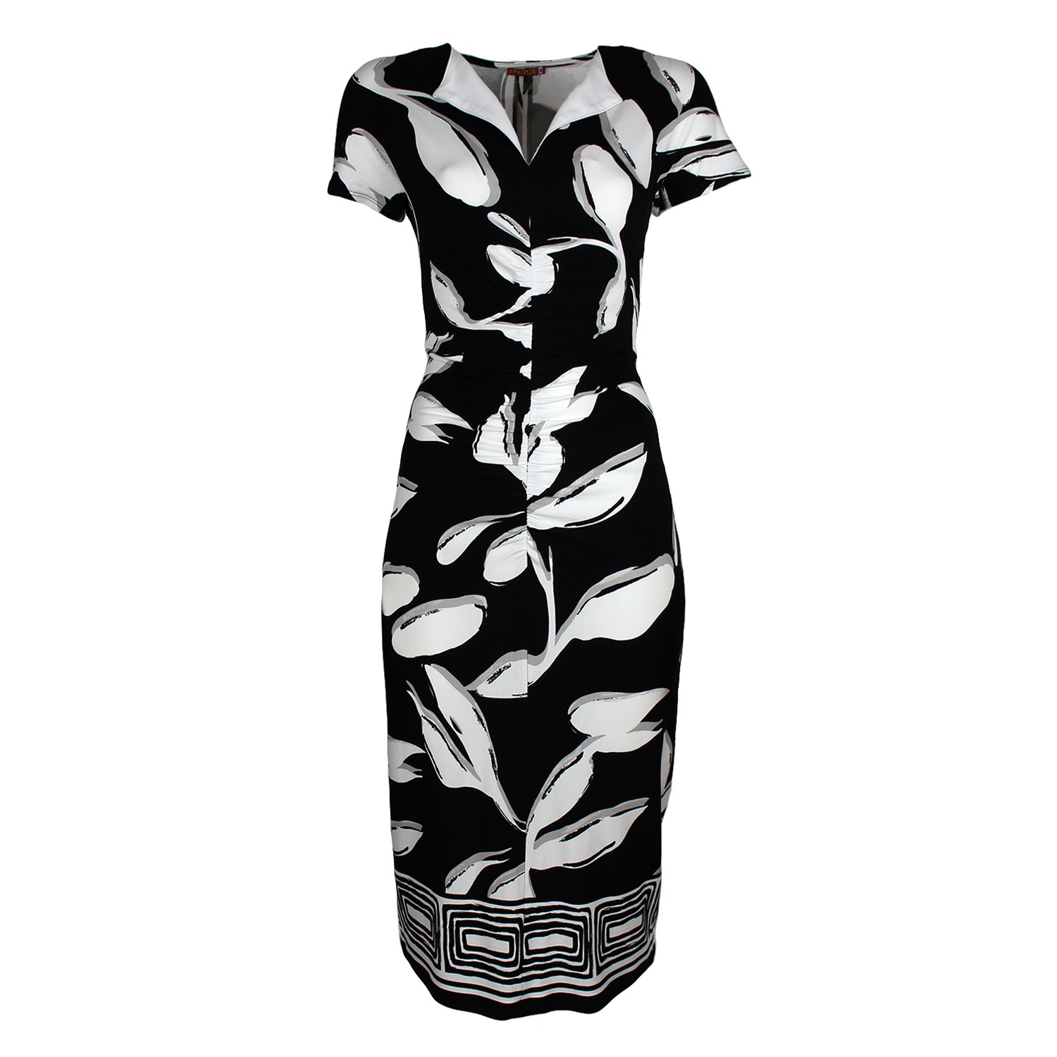 Black And White Knitted Stretch Viscose Midi Dress