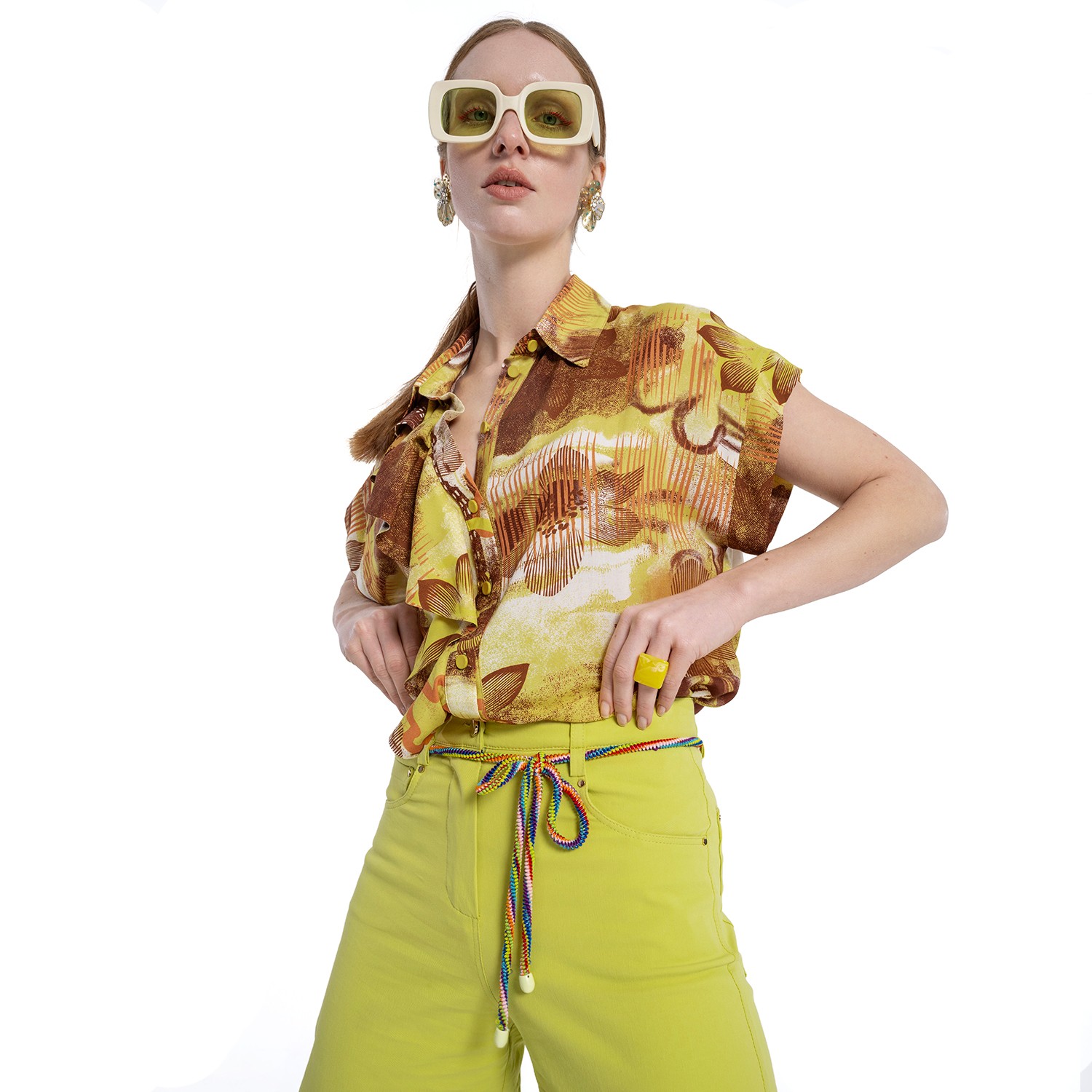 Abstract Floral Viscose Short-Sleeve Shirt