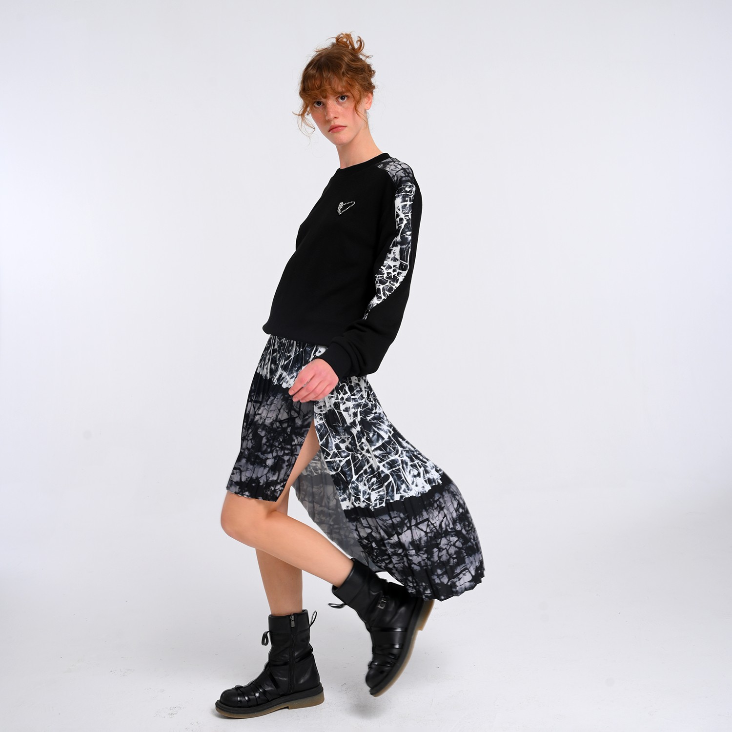 Heart Embellished Black Sweatshirt