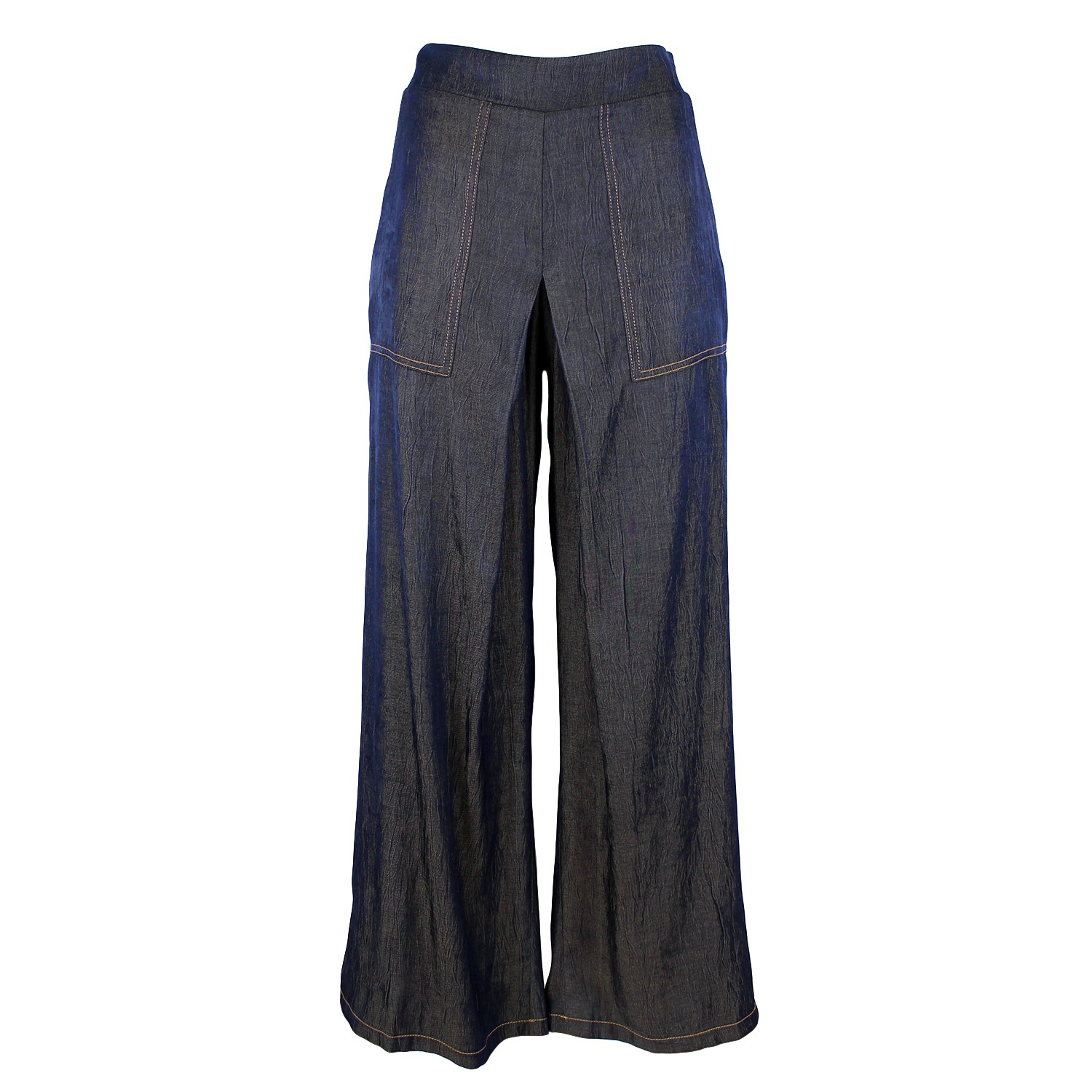 Wide-Leg Pants With Contrast Stitching