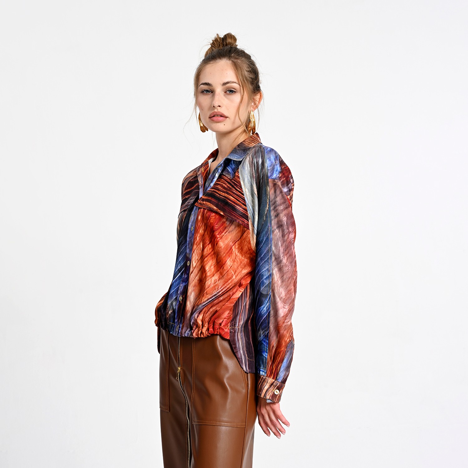 Abstract Print Button-Down Shirt