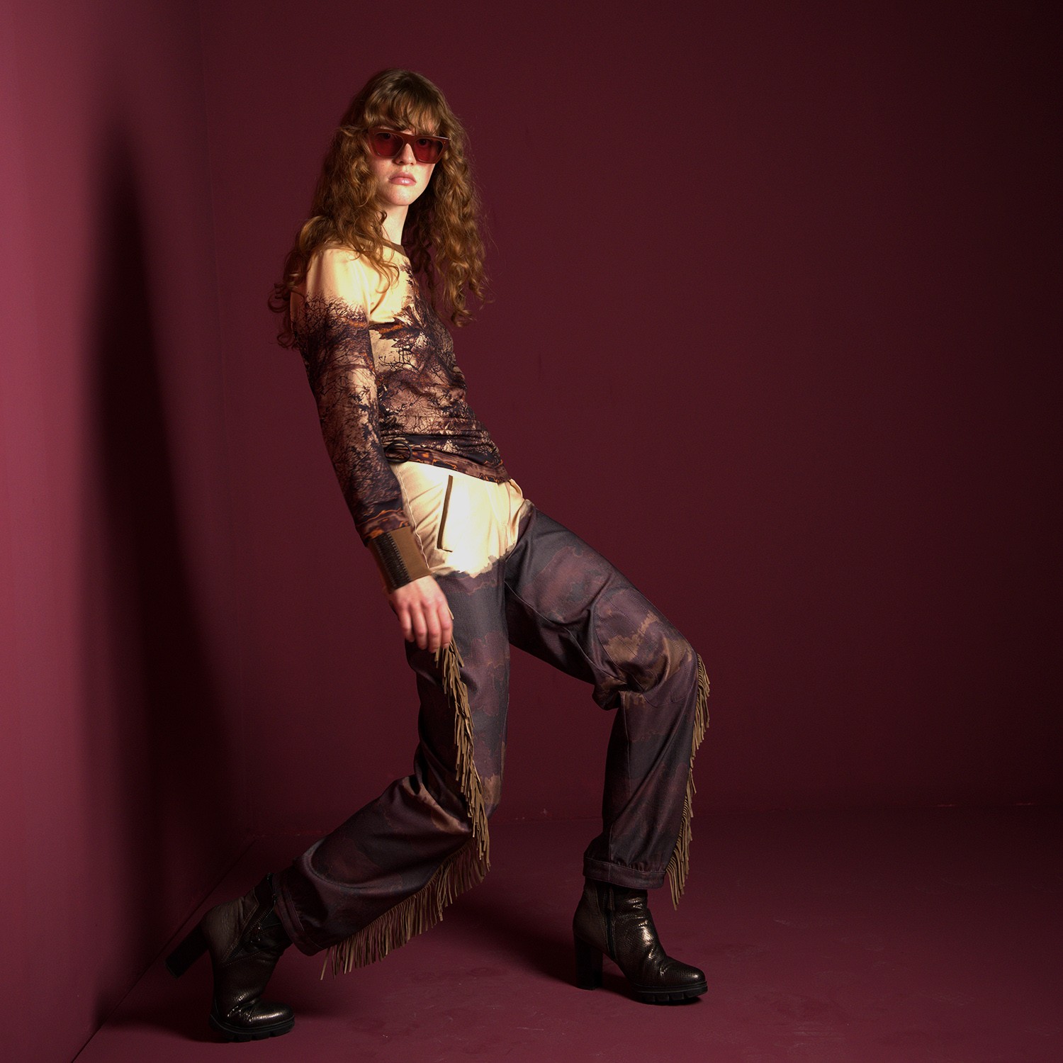 Watercolor Effects Printed Pattern Pants