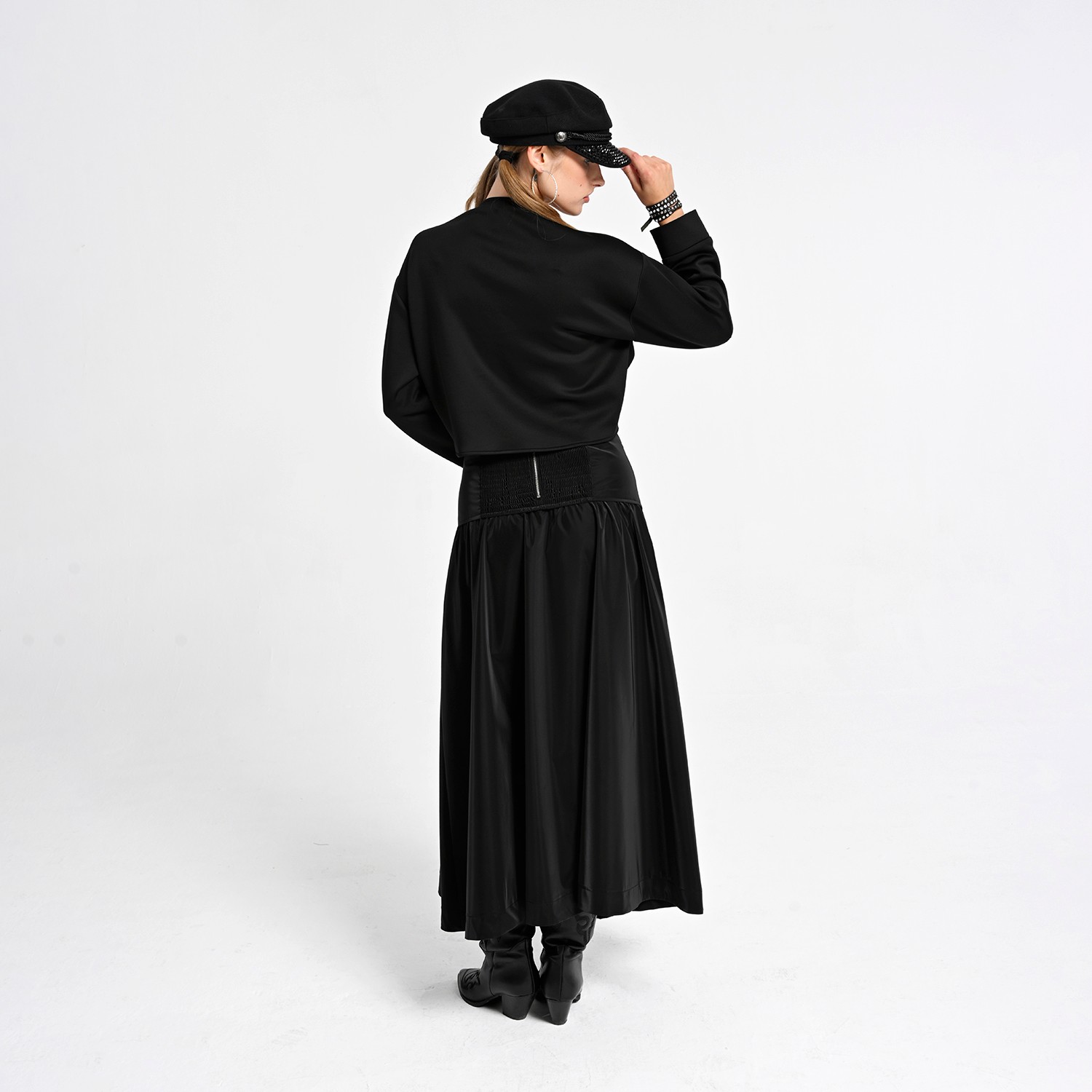 Black Maxi Skirt With Cargo Pocket Details