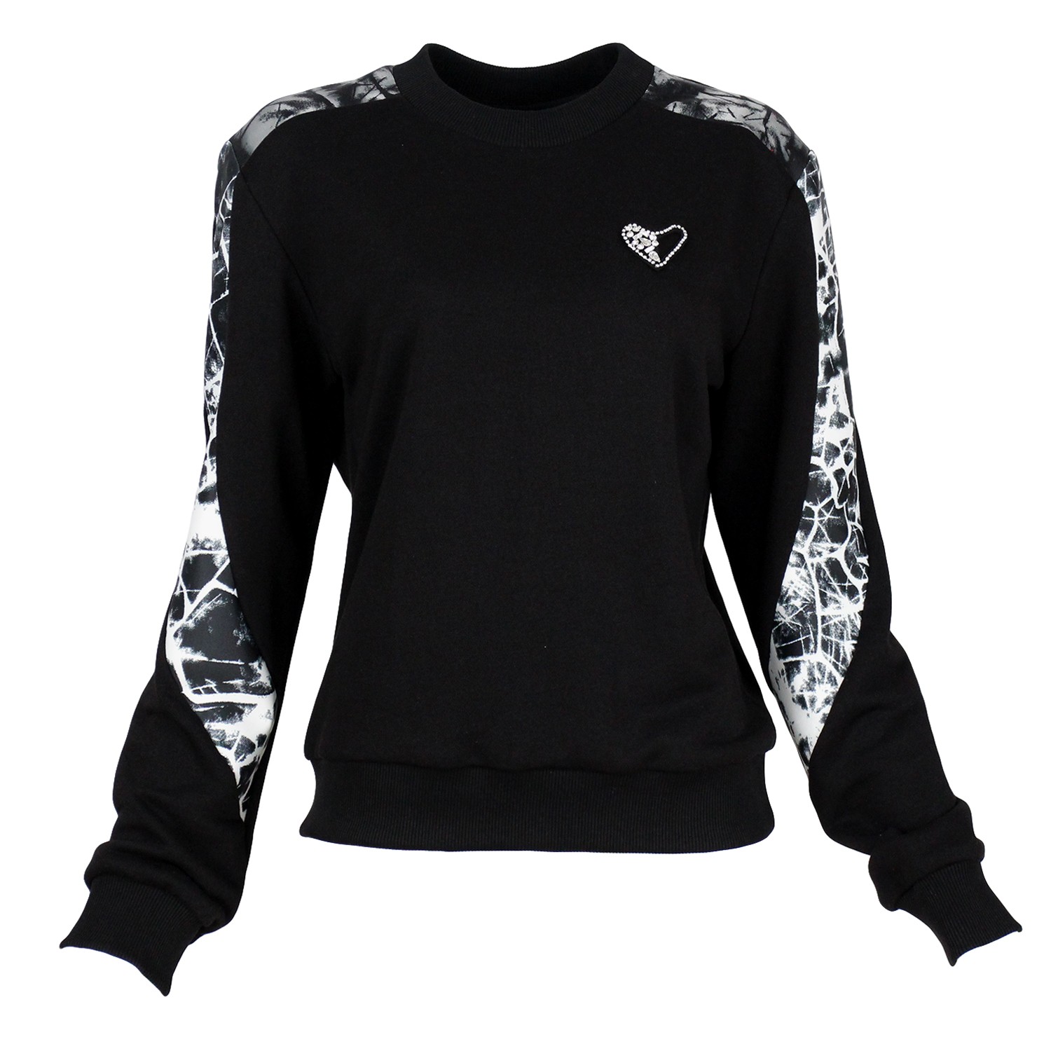 Heart Embellished Black Sweatshirt