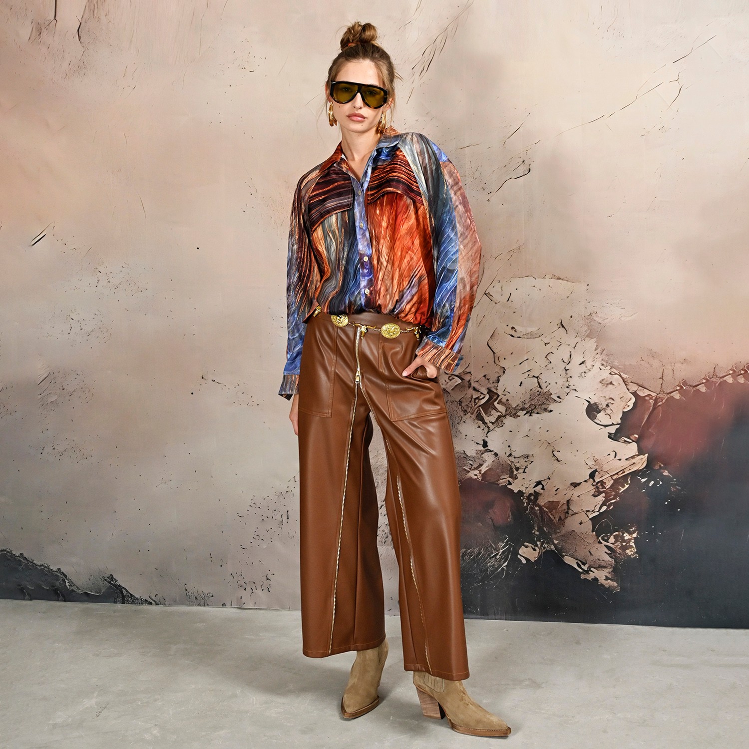 Abstract Print Button-Down Shirt