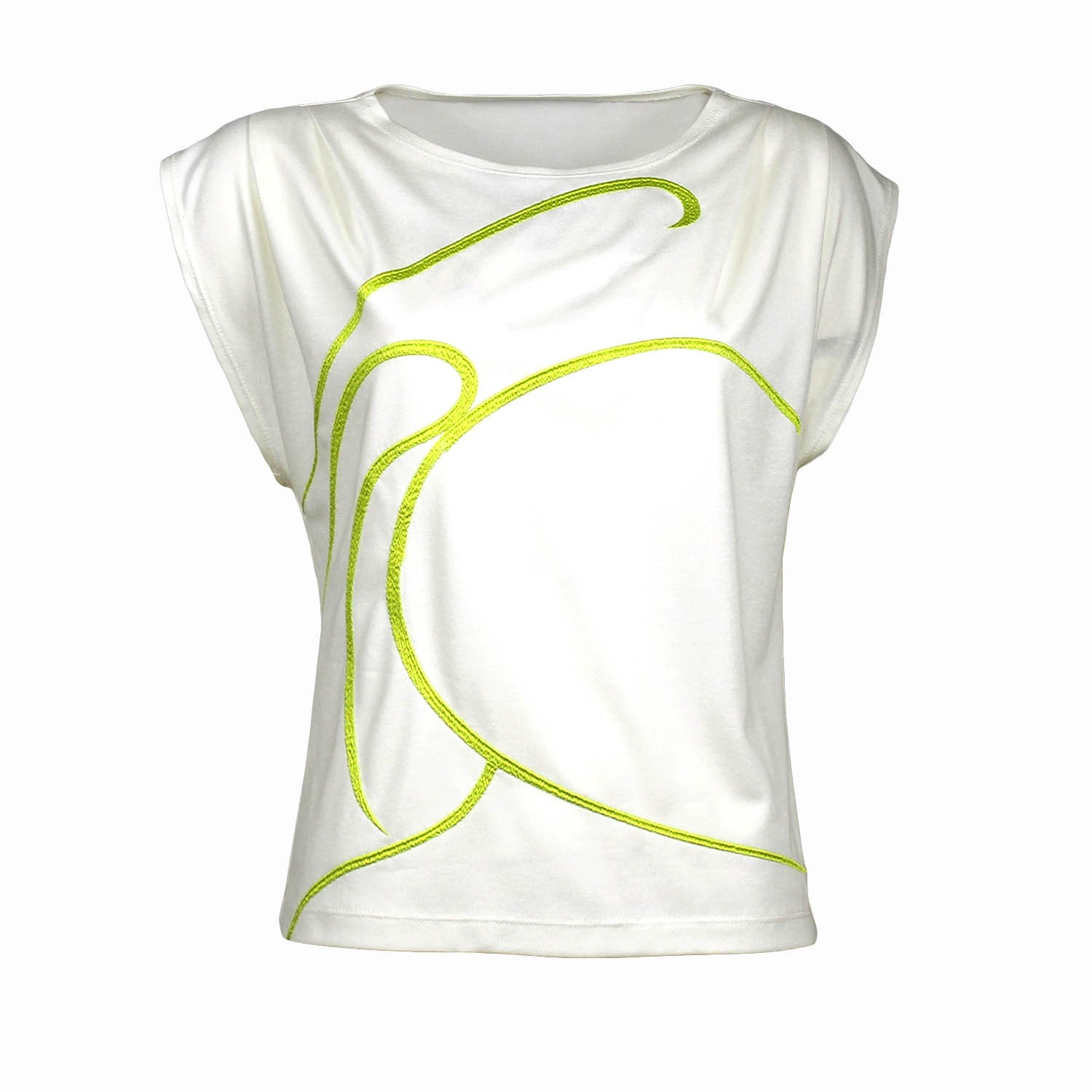 Embroidered Knitted Cap Sleeve T-Shirt