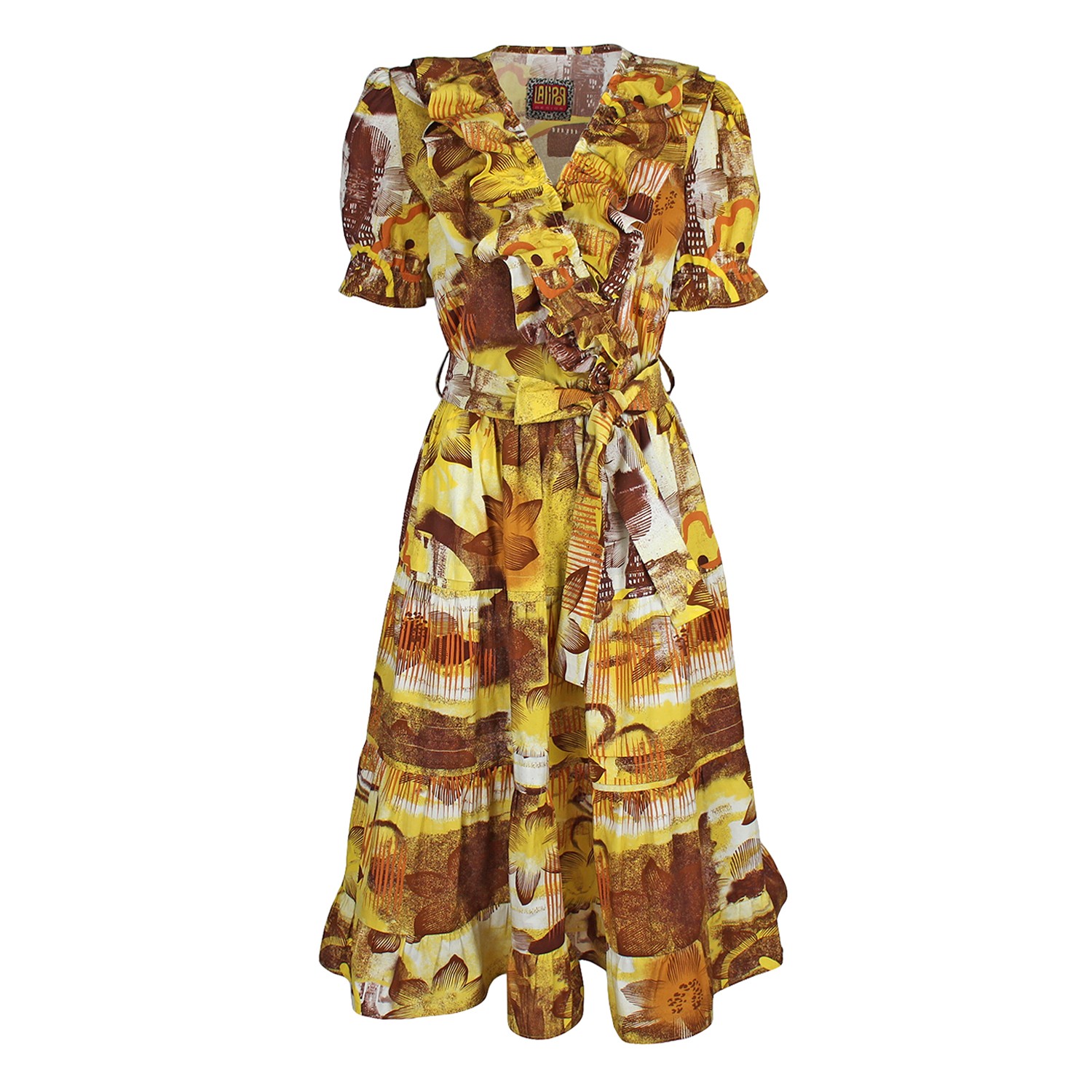 Abstract Floral Stretch Cotton Midi Dress