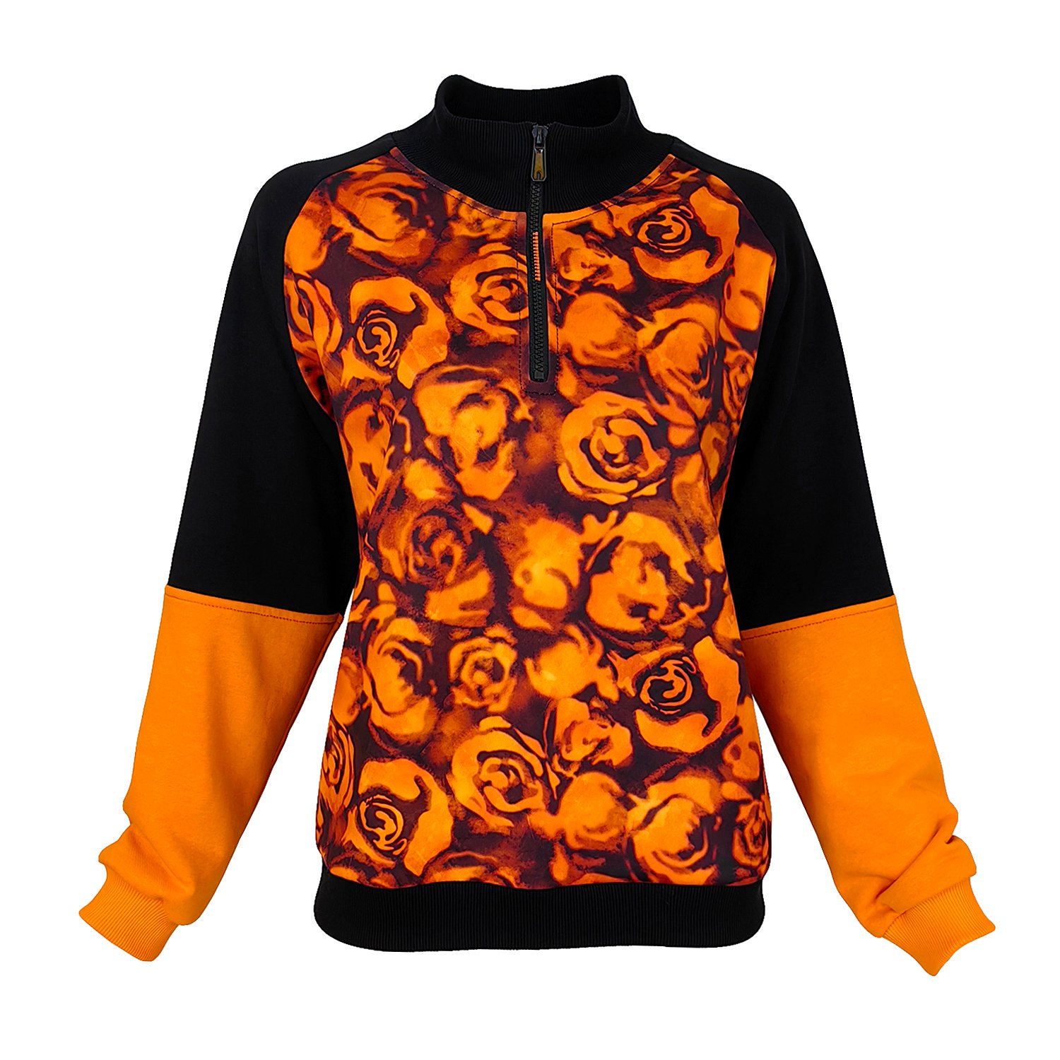 Floral Print Color Block Half-Zip Sweatshirt