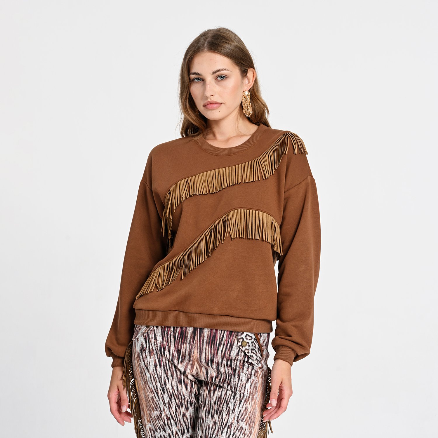 Sweatshirt with Fringe Details