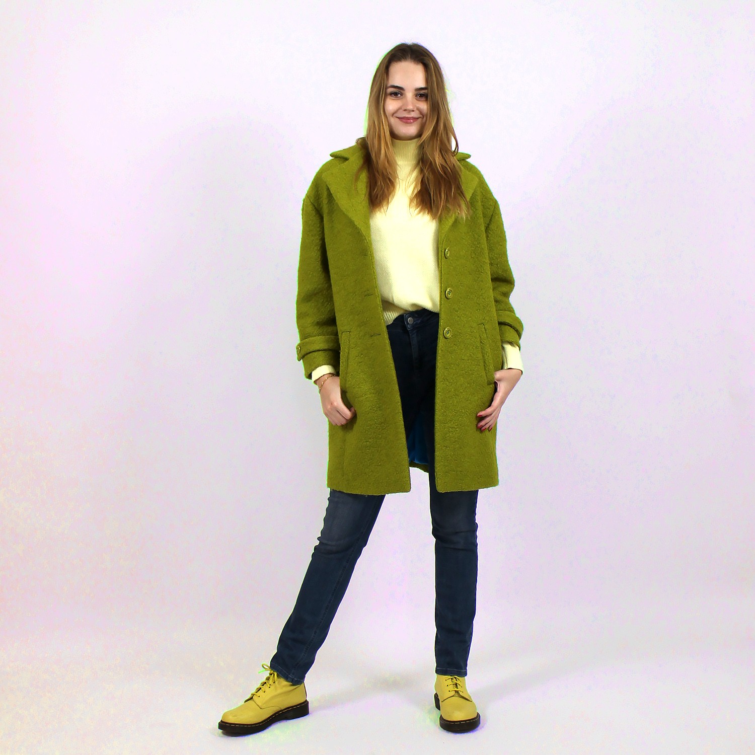 Wool Blend Coat With Large Leaf Embroidery At The Back