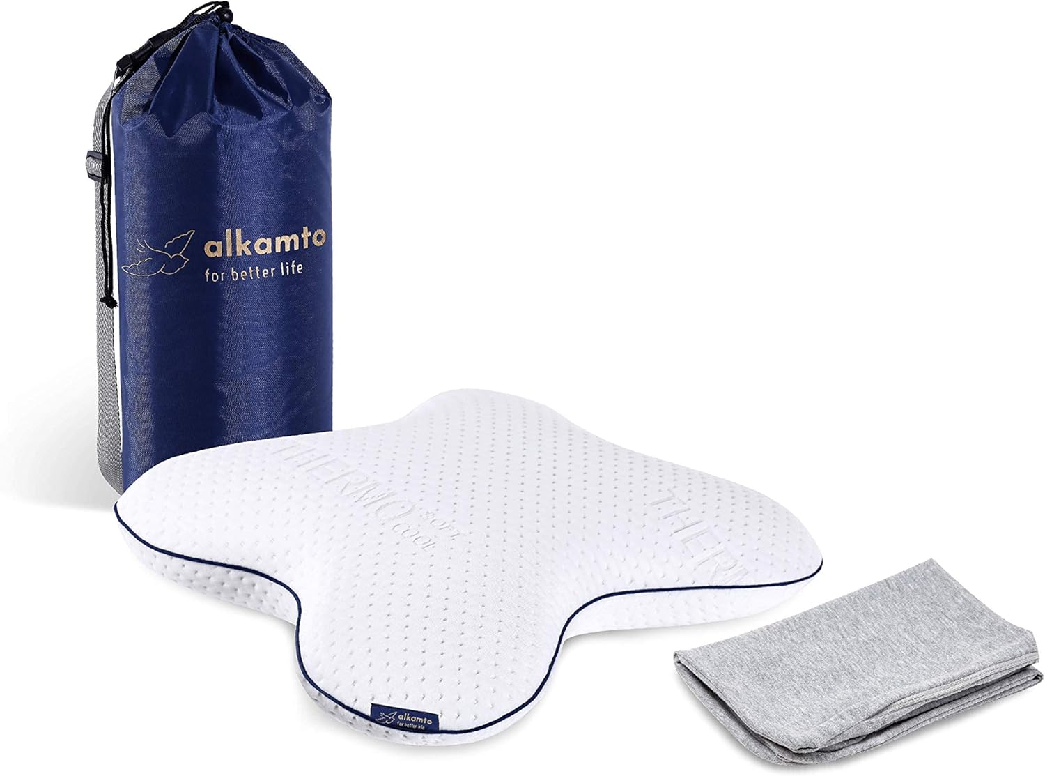 Alkamto Visco Hafızalı Ortopedik Kelebek Yastık 56x47x11,5 cm Termoregülasyonlu, Hipoalerjenik, Yan ve Sırt Üstü Uyuyanlar İçin