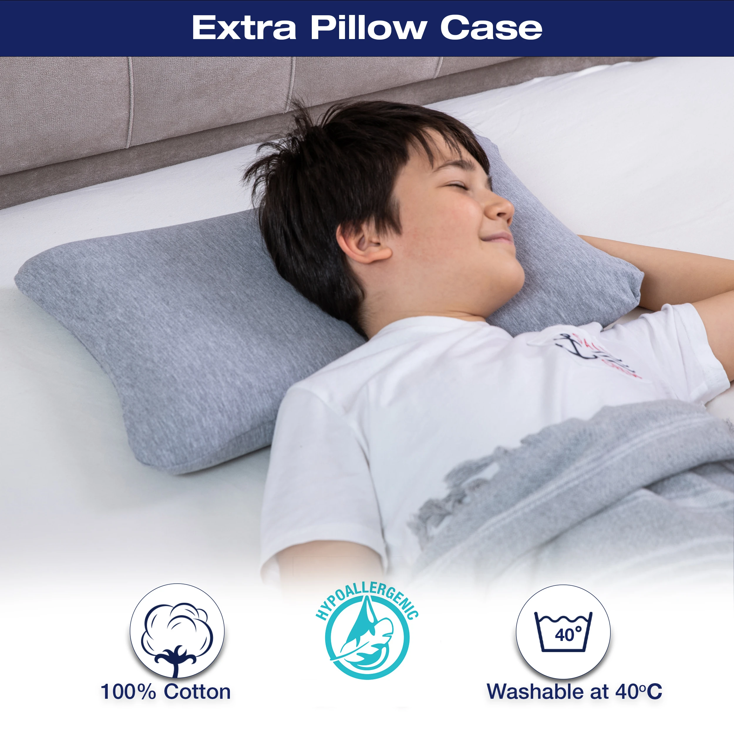 Alkamto Visco Hafızalı Ortopedik Çocuk ve Bebek Yastığı 50x32x6 cm, OEK-TEX Sertifikalı, Pamuk Kılıf ve Taşıma Çantası Hediyeli 0 - 4 yaş