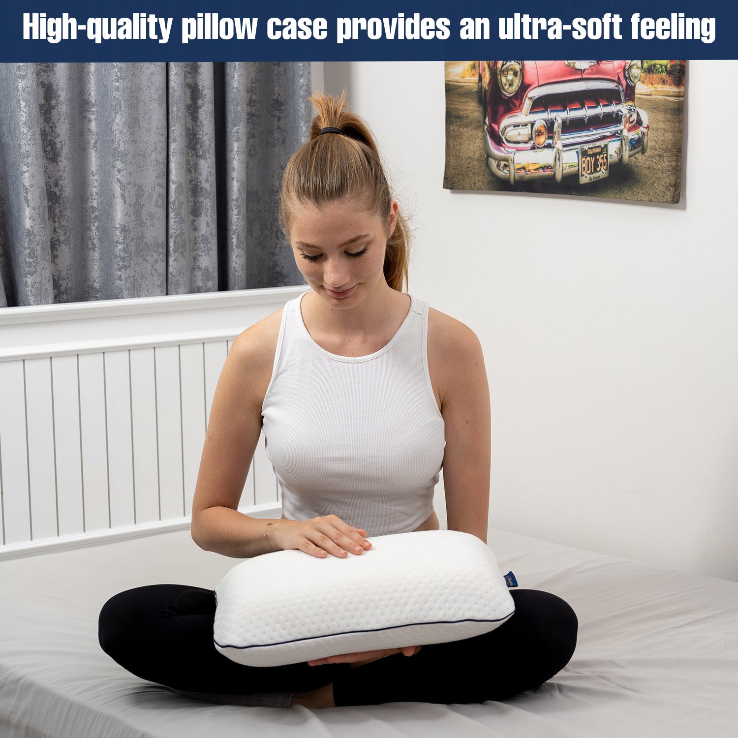Alkamto Visco Hafızalı Ergonomik Boyun Destekli Seyahat Yastığı 40x25x10 cm, Taşıma Çantası Hediyeli