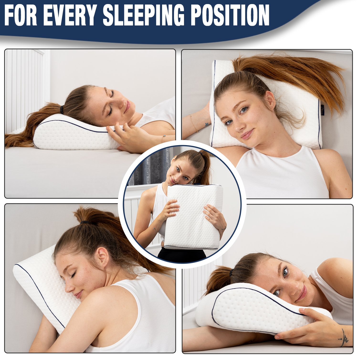 Alkamto Visco Hafızalı Ergonomik Boyun Destekli Seyahat Yastığı 40x25x10 cm, Pamuk Kılıf ve Taşıma Çantası Hediyeli