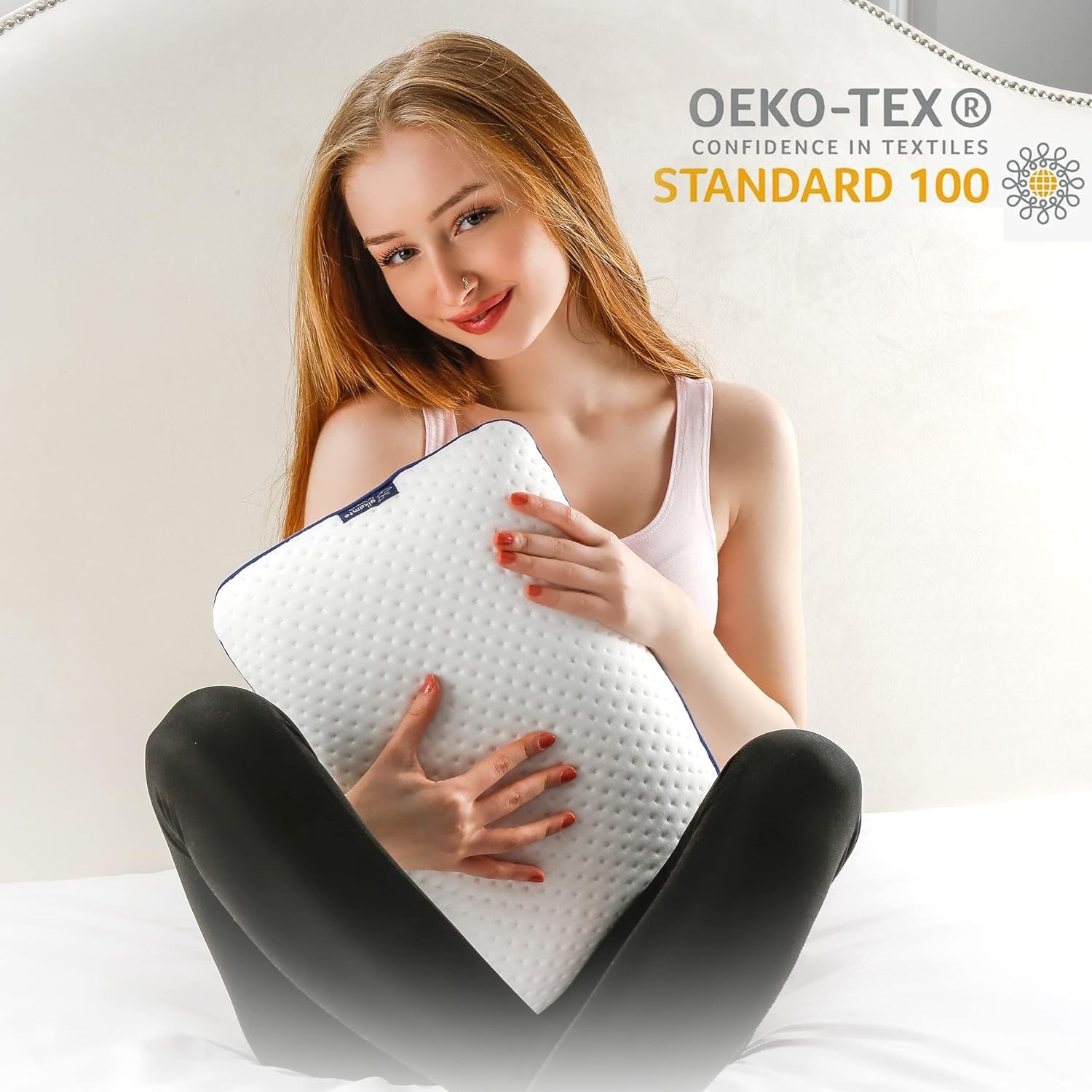 Alkamto Visco Hafızalı Ergonomik Boyun Destekli Seyahat Yastığı 40x25x10 cm, Taşıma Çantası Hediyeli