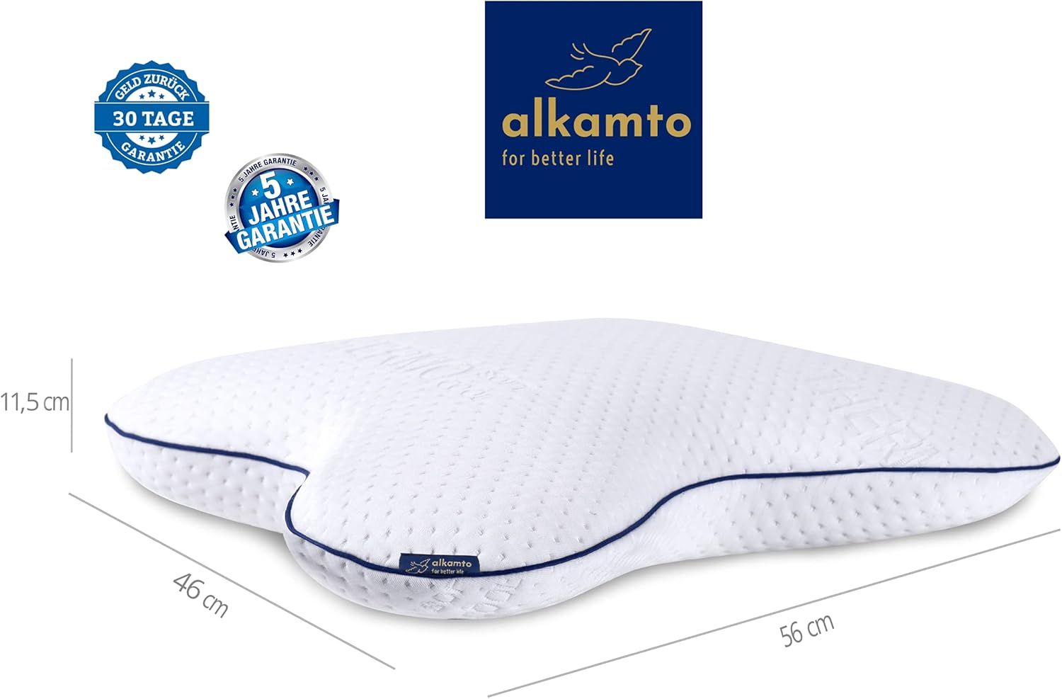 Alkamto Visco Hafızalı Ortopedik Kelebek Yastık 56x47x11,5 cm Termoregülasyonlu, Hipoalerjenik, Yan ve Sırt Üstü Uyuyanlar İçin