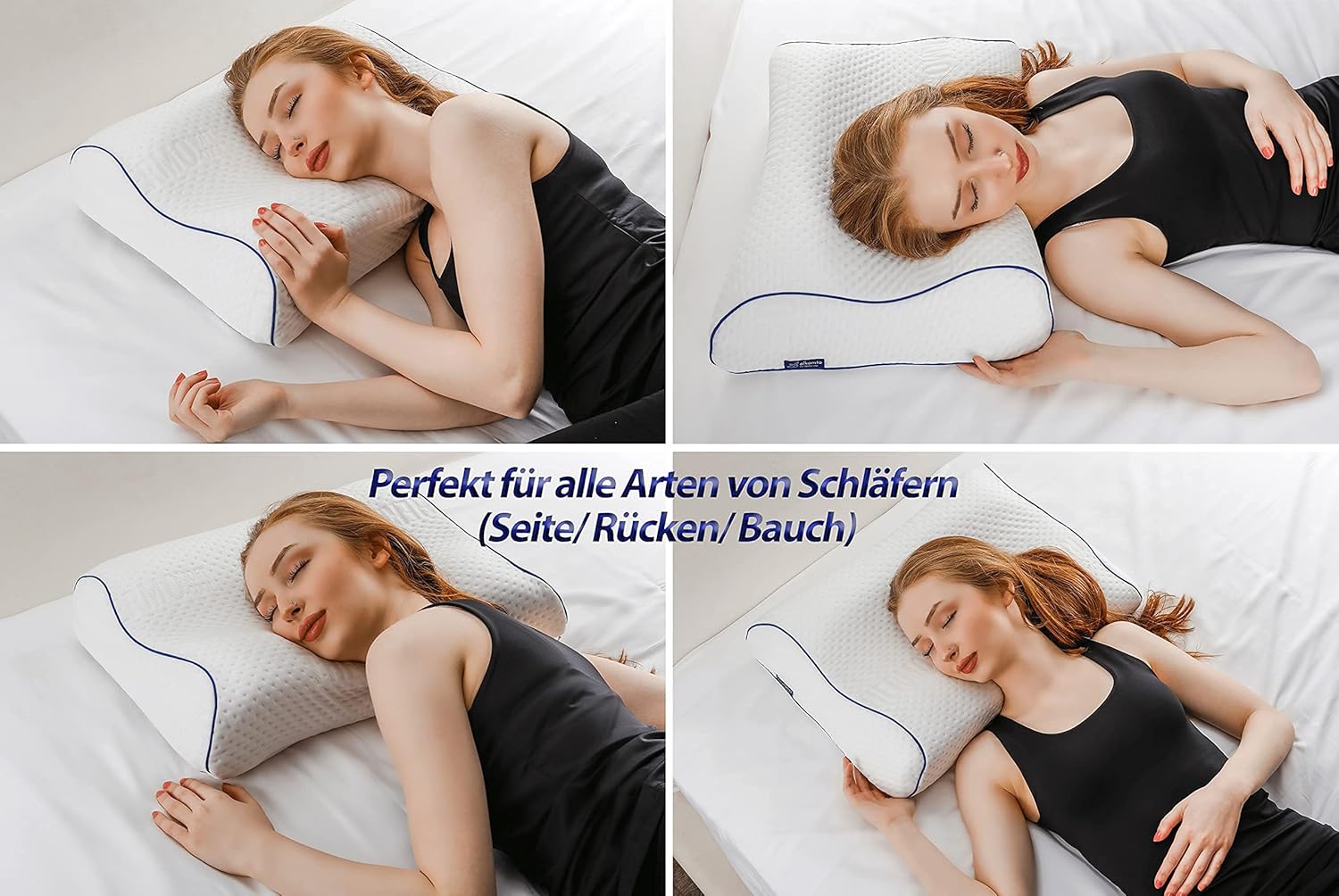 Alkamto Visco Hafızalı Termoregülasyonlu, Hipoalerjenik Yan Uyku, Sırt Üstü ve Yüz Üstü Uyuma Ortopedik Boyun Destek Yastığı 54x40x11/9 cm Pamuk Kılıf ve Taşıma Çantası Hediyeli