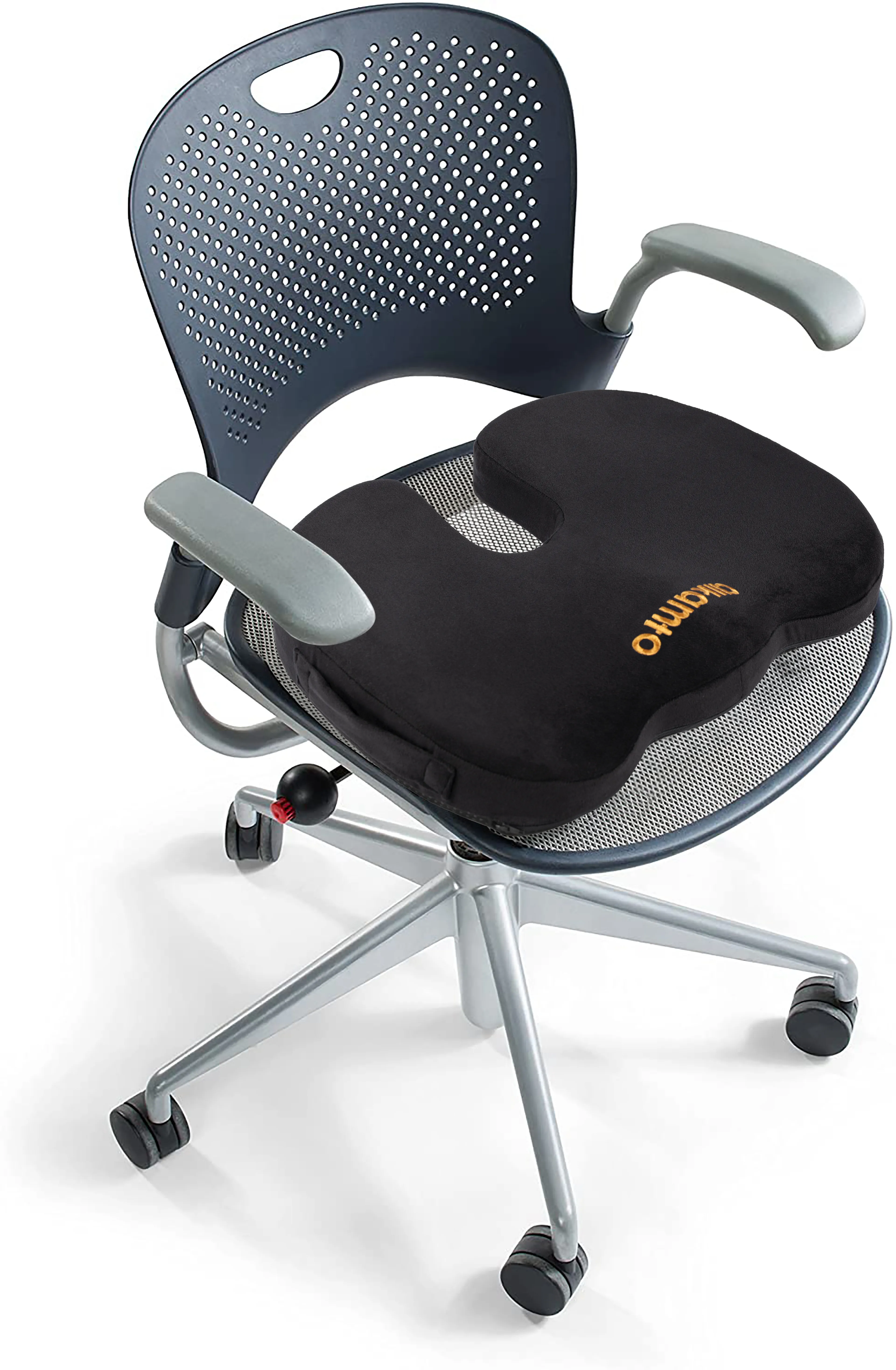 Alkamto Visco Kaydırmaz Tabanlı, Araba, Sandalye Koltuk Minderi Siyah 45x34x7 cm Siyah