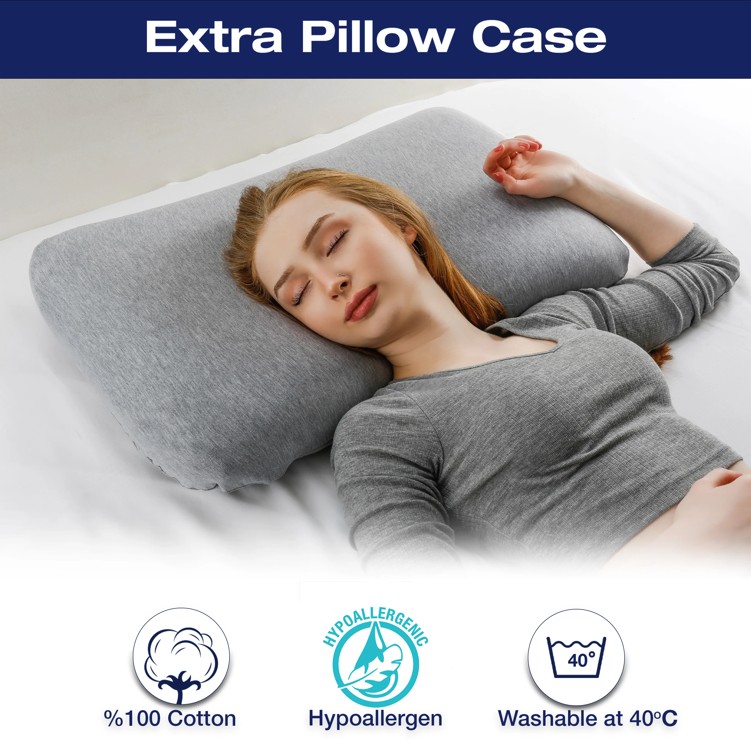 Alkamto Visco Hafızalı Termoregülasyonlu, Hipoalerjenik Ortopedik Boyun Destek Yastığı 70x40x12 cm, Pamuk Kılıf ve Taşıma Çantası Hediyeli