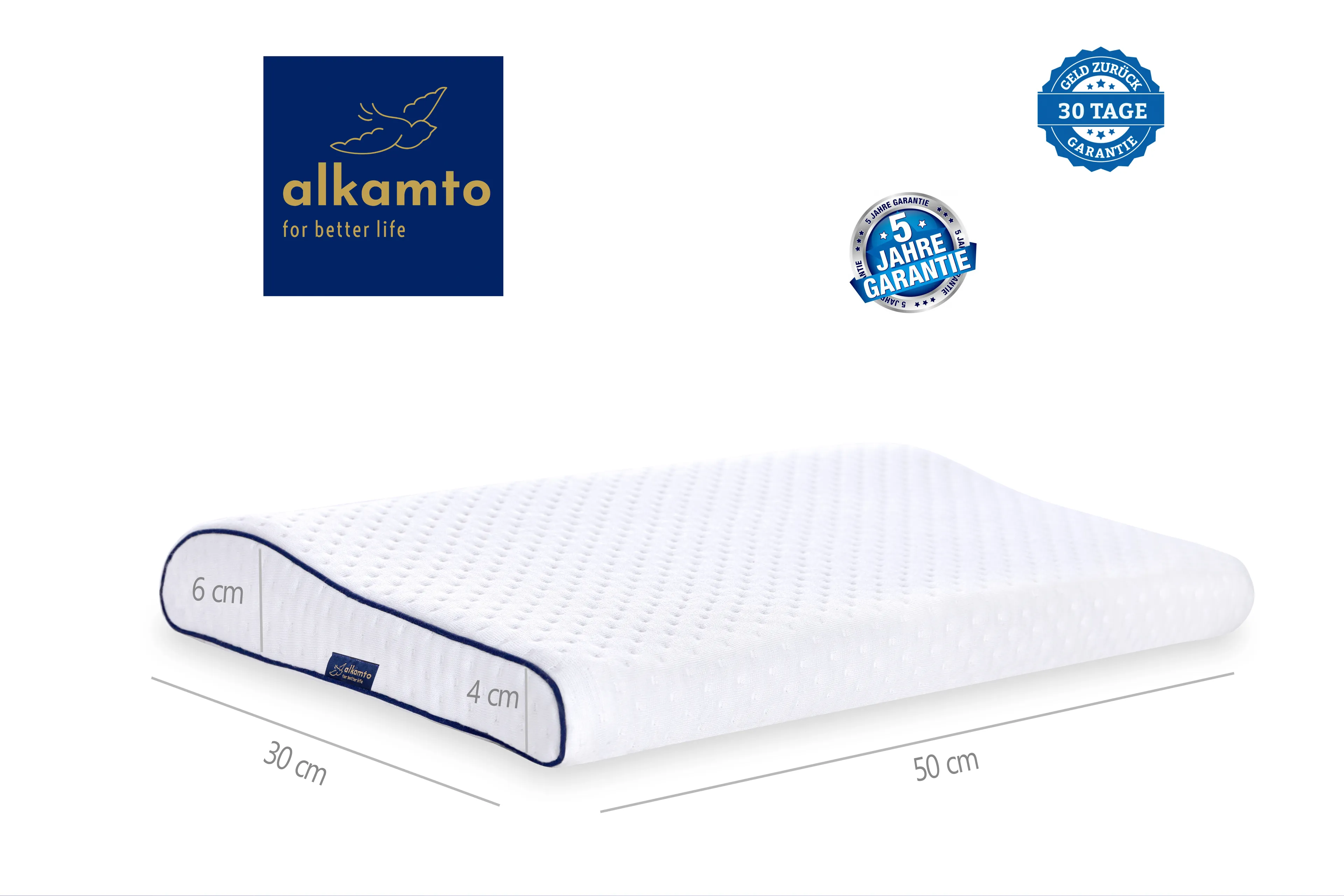 Alkamto Visco Hafızalı Ortopedik Çocuk ve Bebek Yastığı 50x32x6/4 cm, OEK-TEX Sertifikalı, Pamuk Kılıf ve Taşıma Çantası Hediyeli 0 - 4 yaş