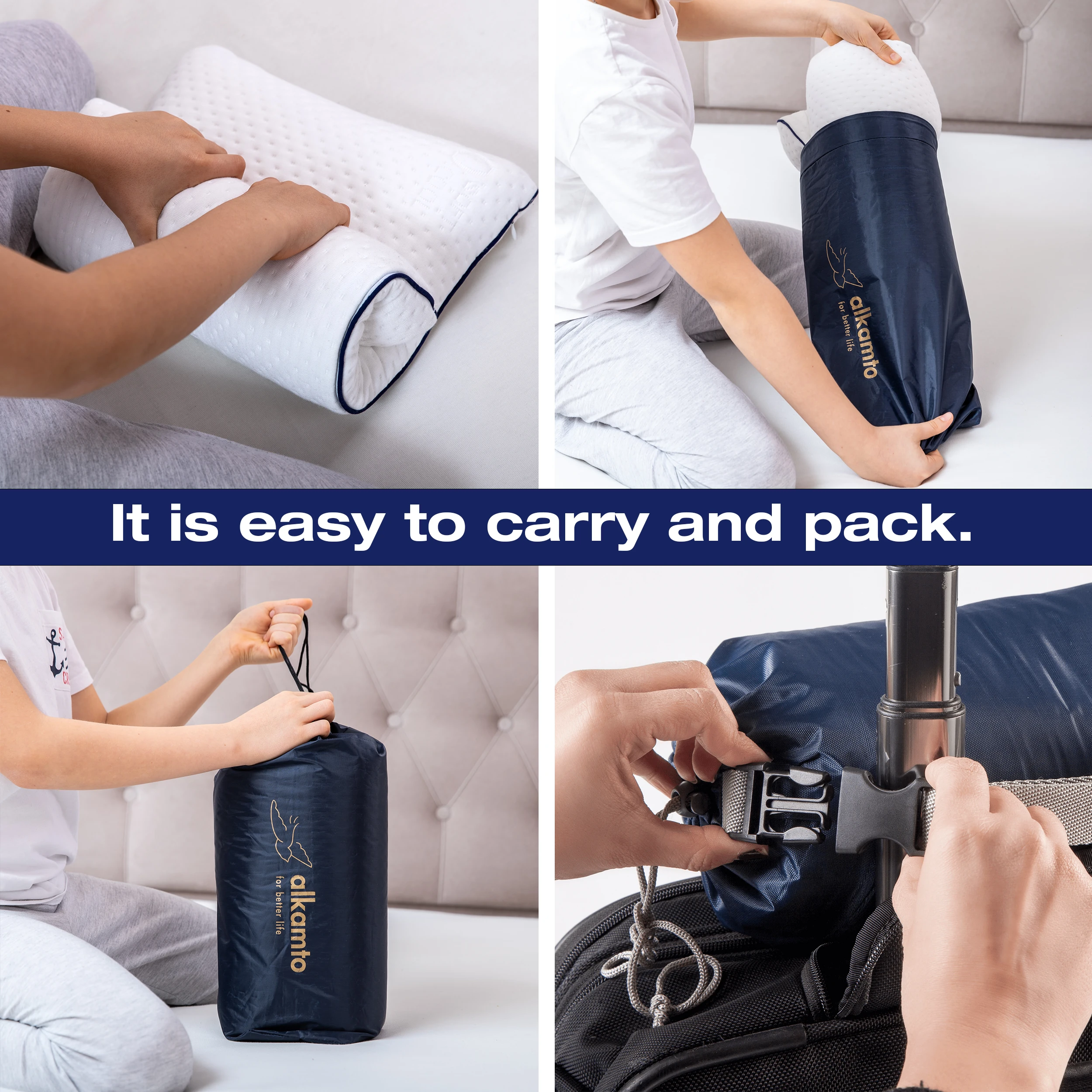 Alkamto Visco Hafızalı Ortopedik Çocuk ve Bebek Yastığı 50x32x6 cm, OEK-TEX Sertifikalı, Pamuk Kılıf ve Taşıma Çantası Hediyeli 0 - 4 yaş